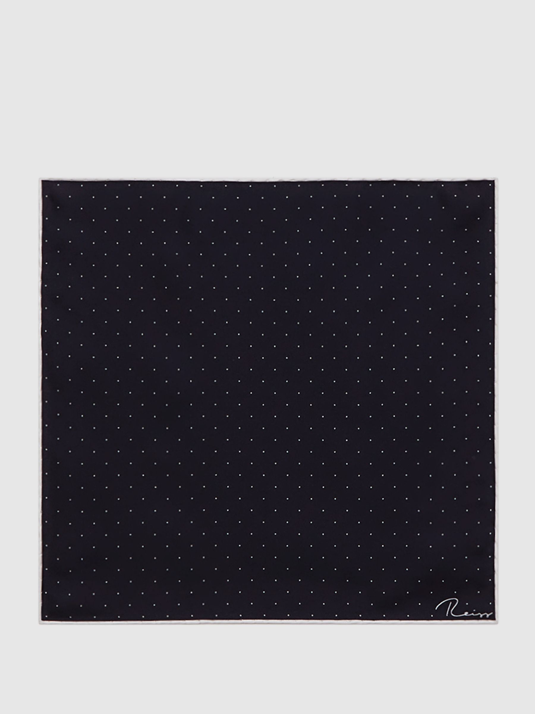 Polka Dot Silk Pocket Square in Navy