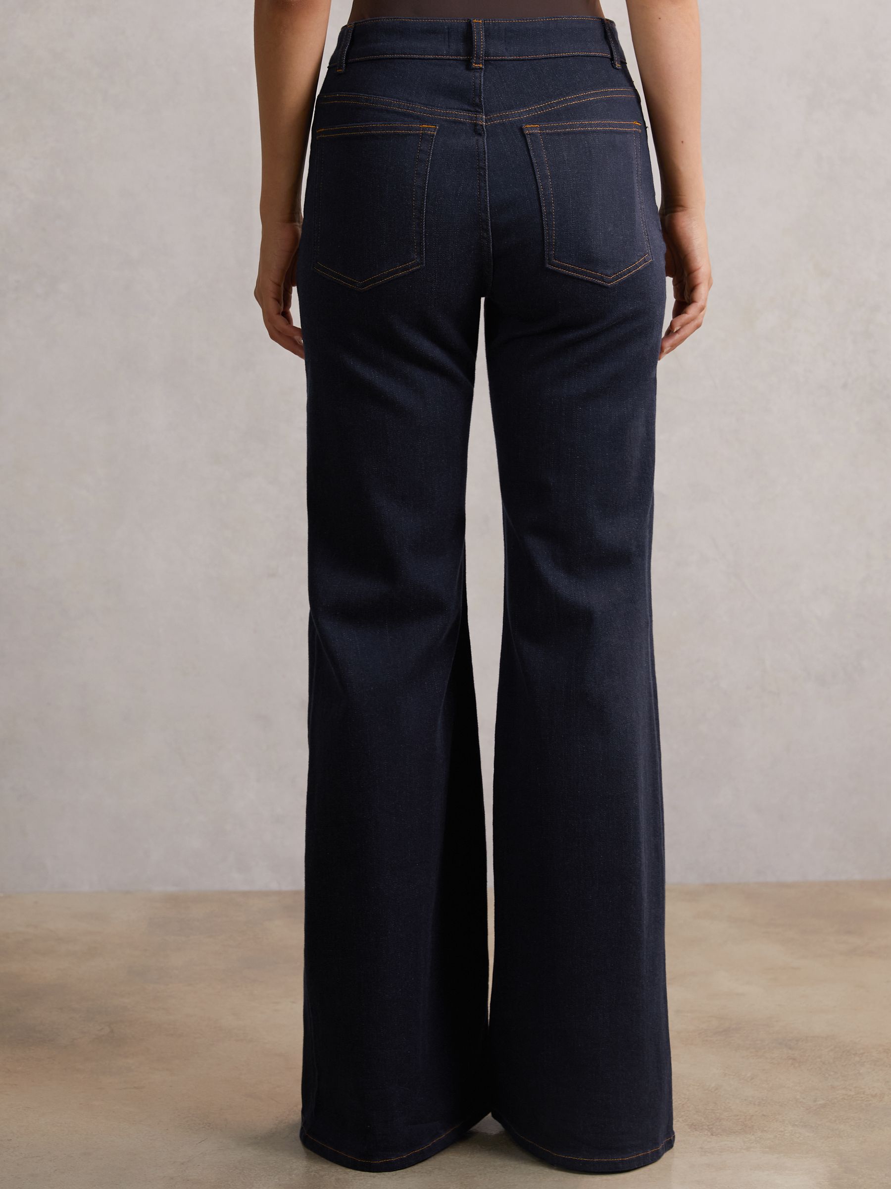 Flared Seam-Detail Jeans in Indigo