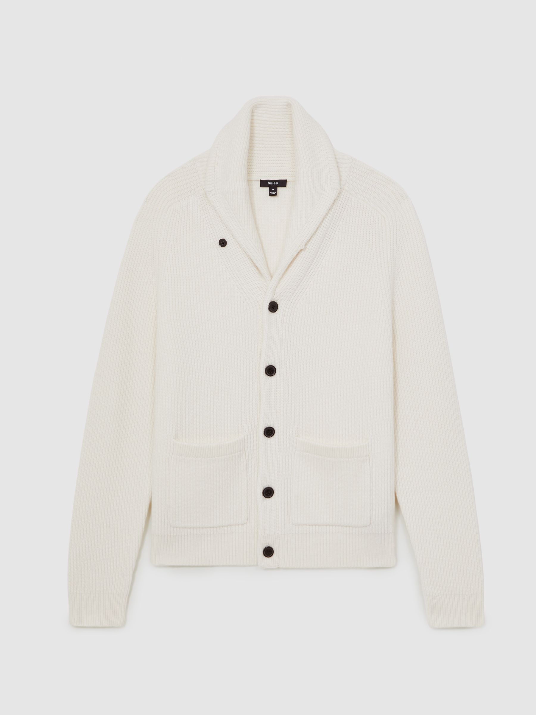 Shawl-Collar Cardigan With Wool in Winter White
