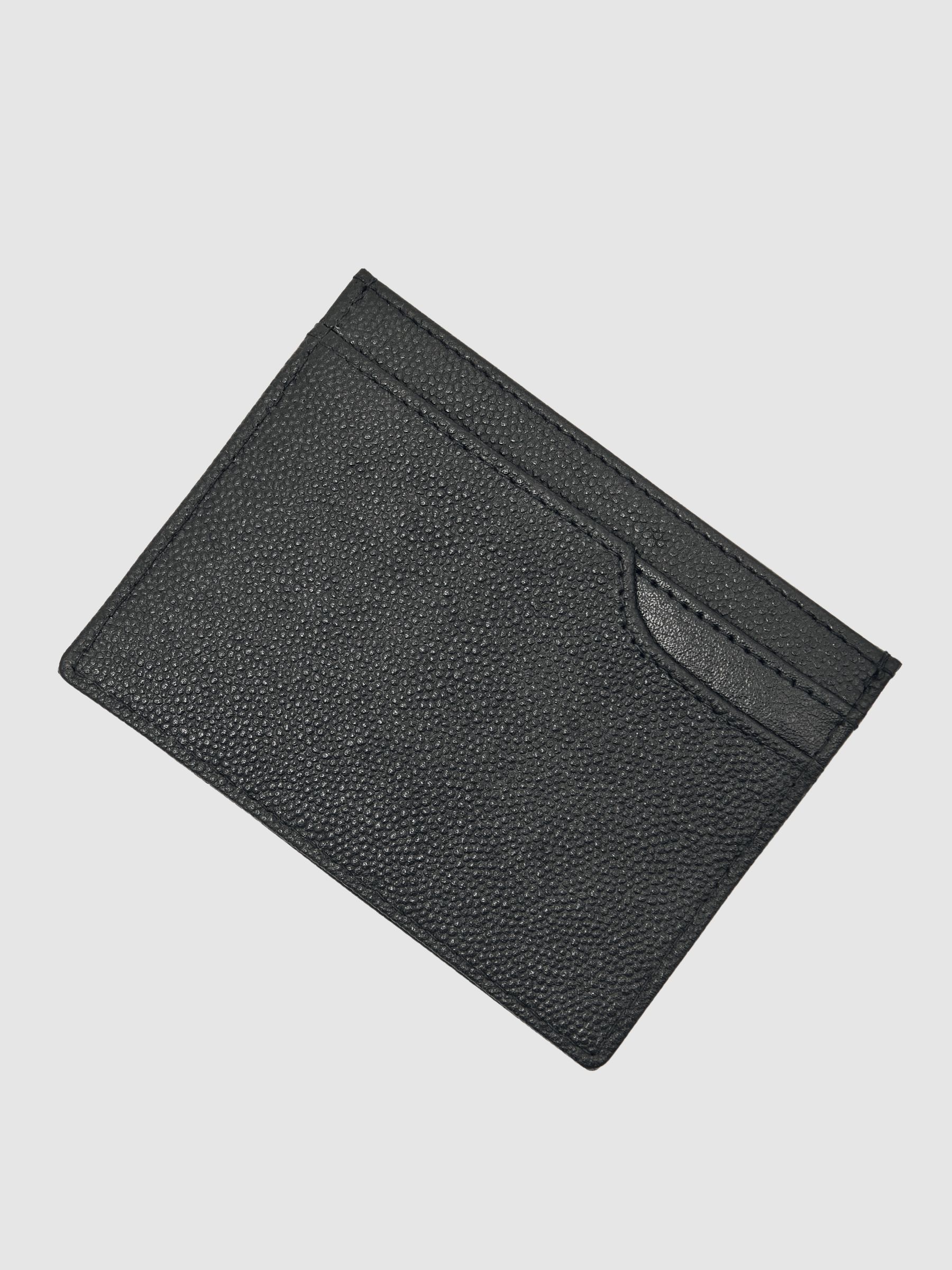 Micro-Grain Leather Card Holder in Black