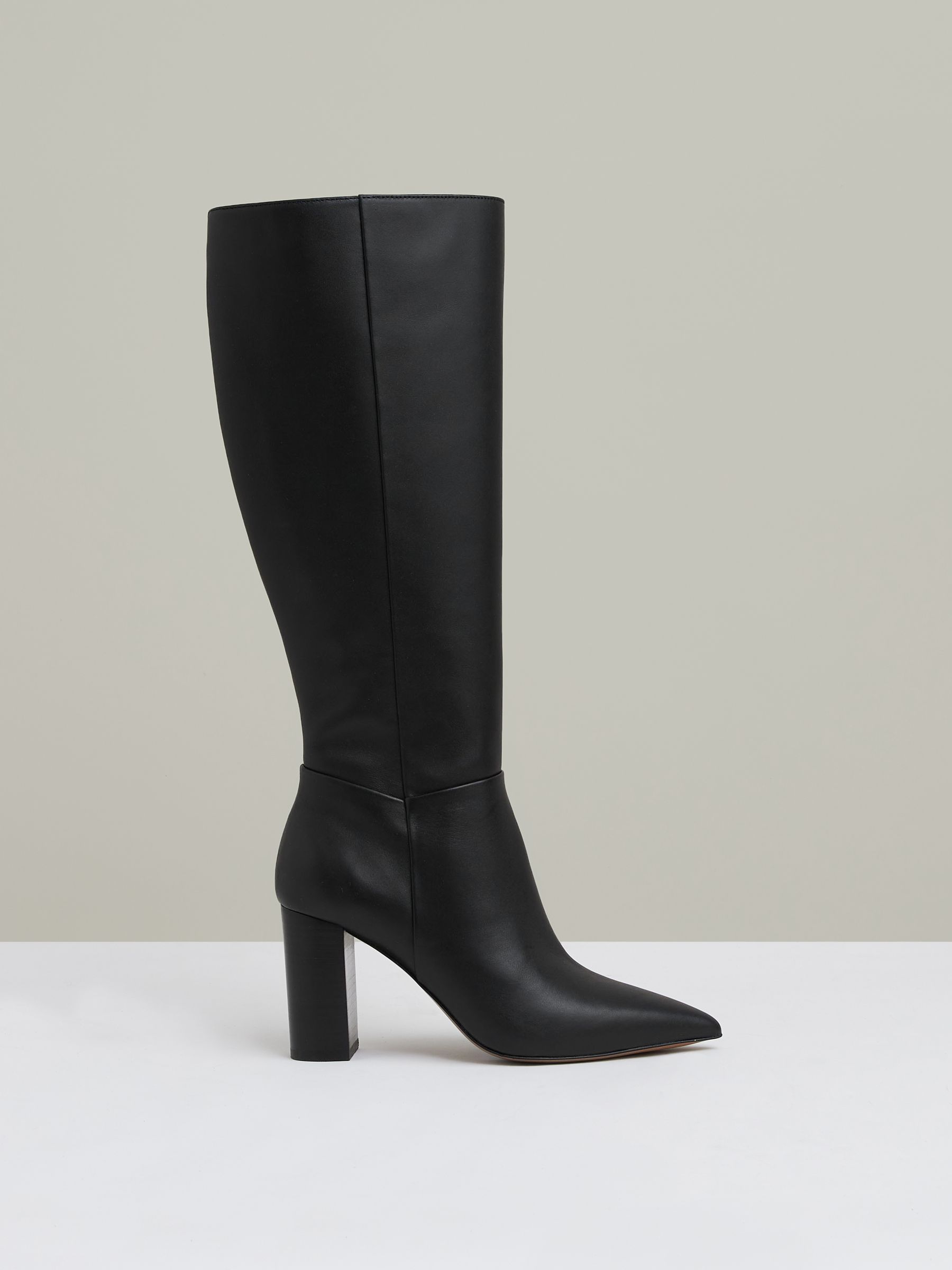 Block-Heel Knee-High Boots in Chocolate