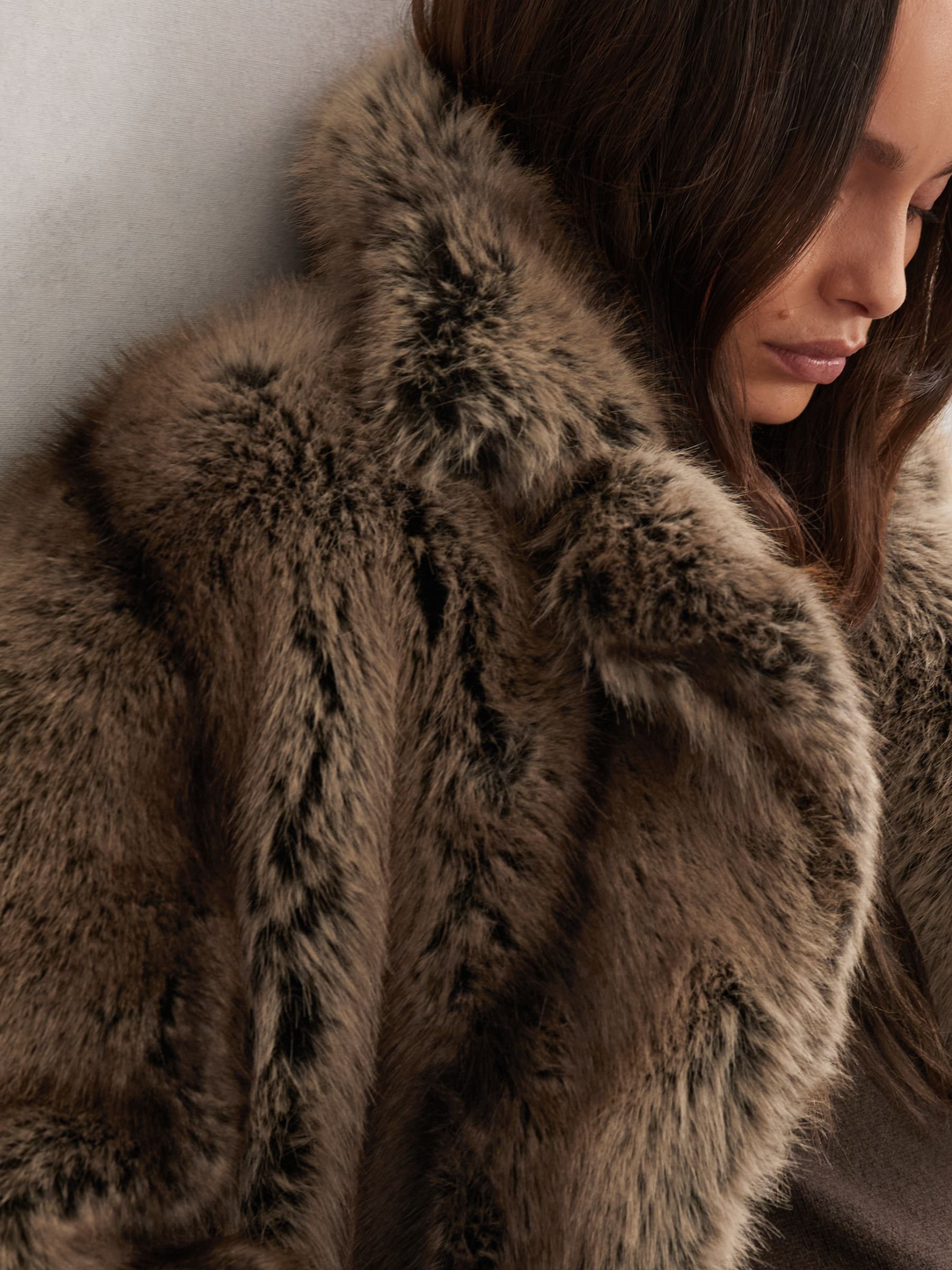 Faux-Fur Coat in Brown