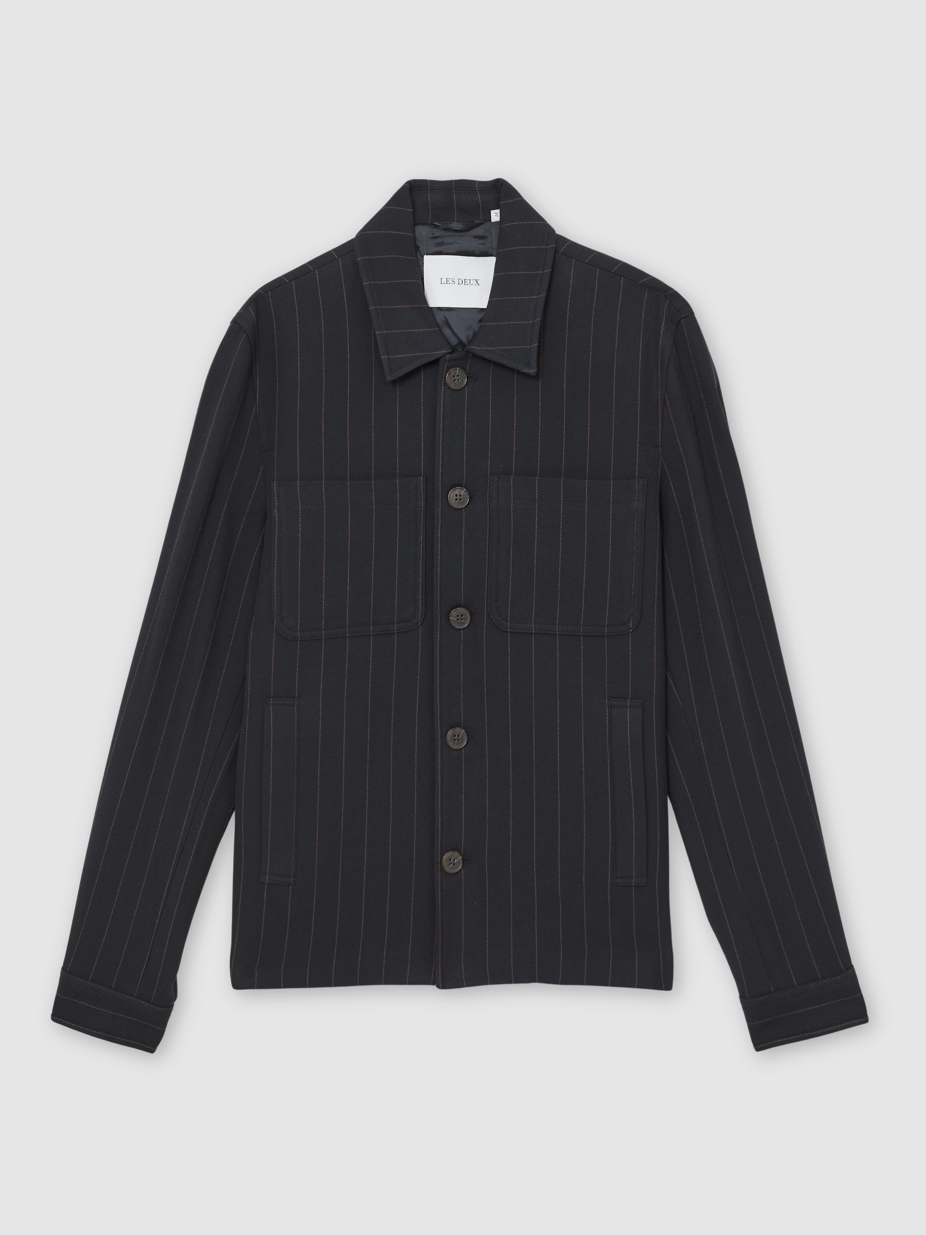Les Deux Pinstripe Hybrid Jacket in Dark Navy