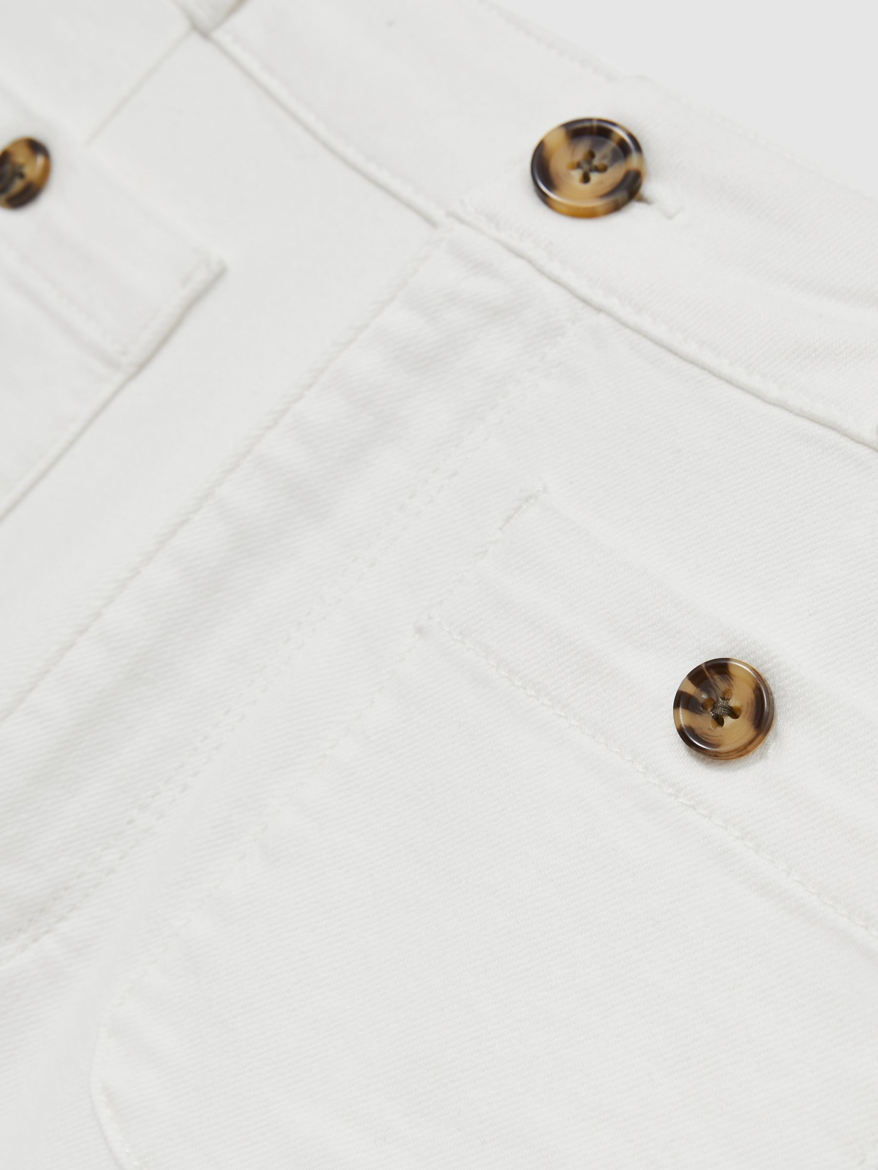 Paige Wide-Leg Patch Pocket Jeans in Ecru