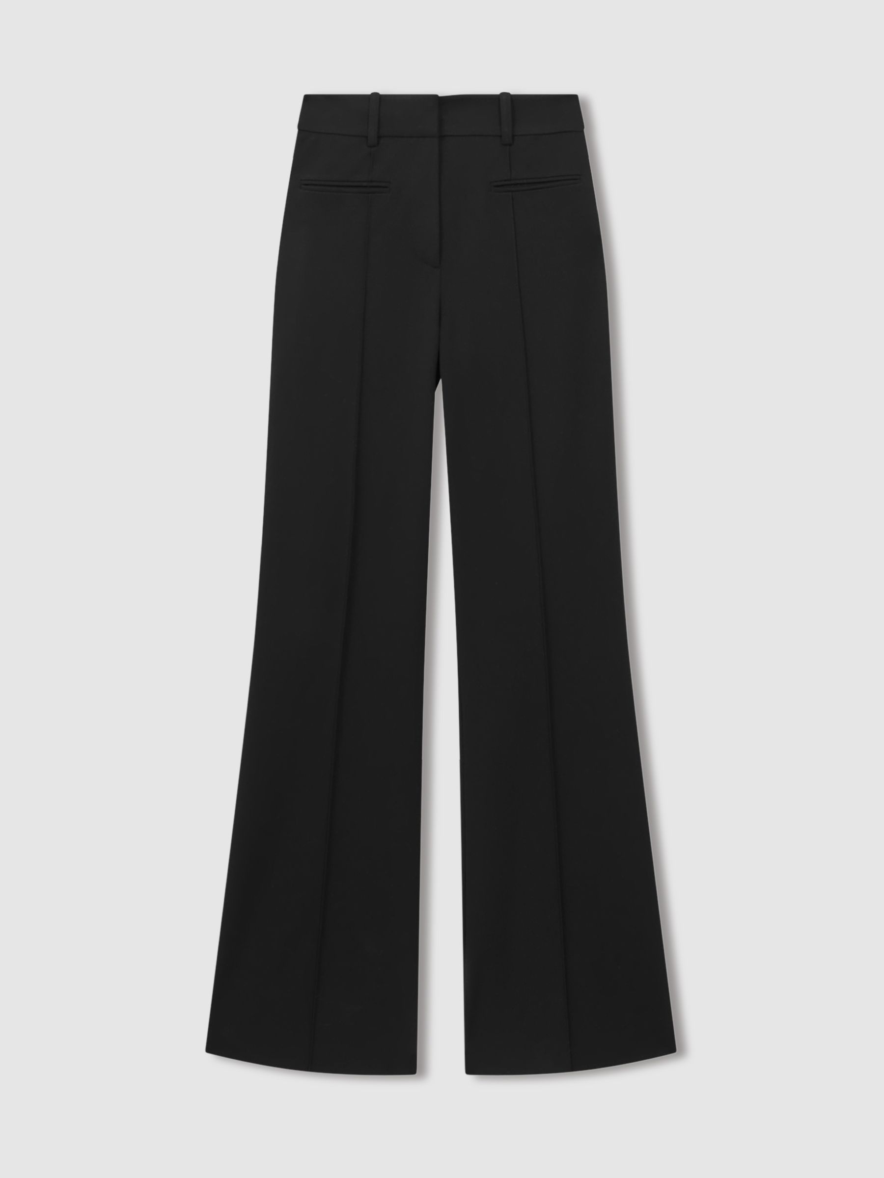 Petite High Rise Flared Trousers in Black
