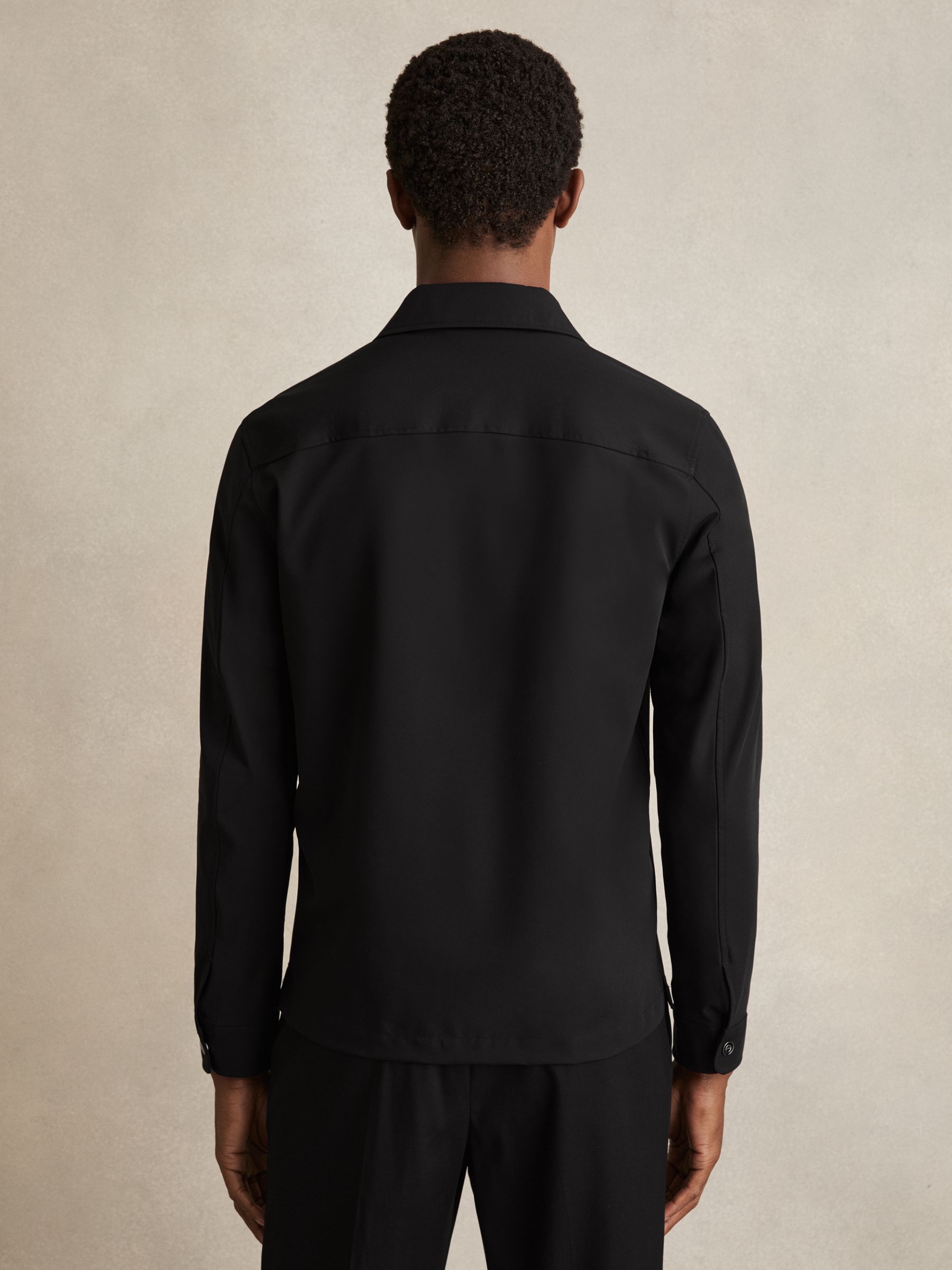 Technical Zip-Through Overshirt in Black