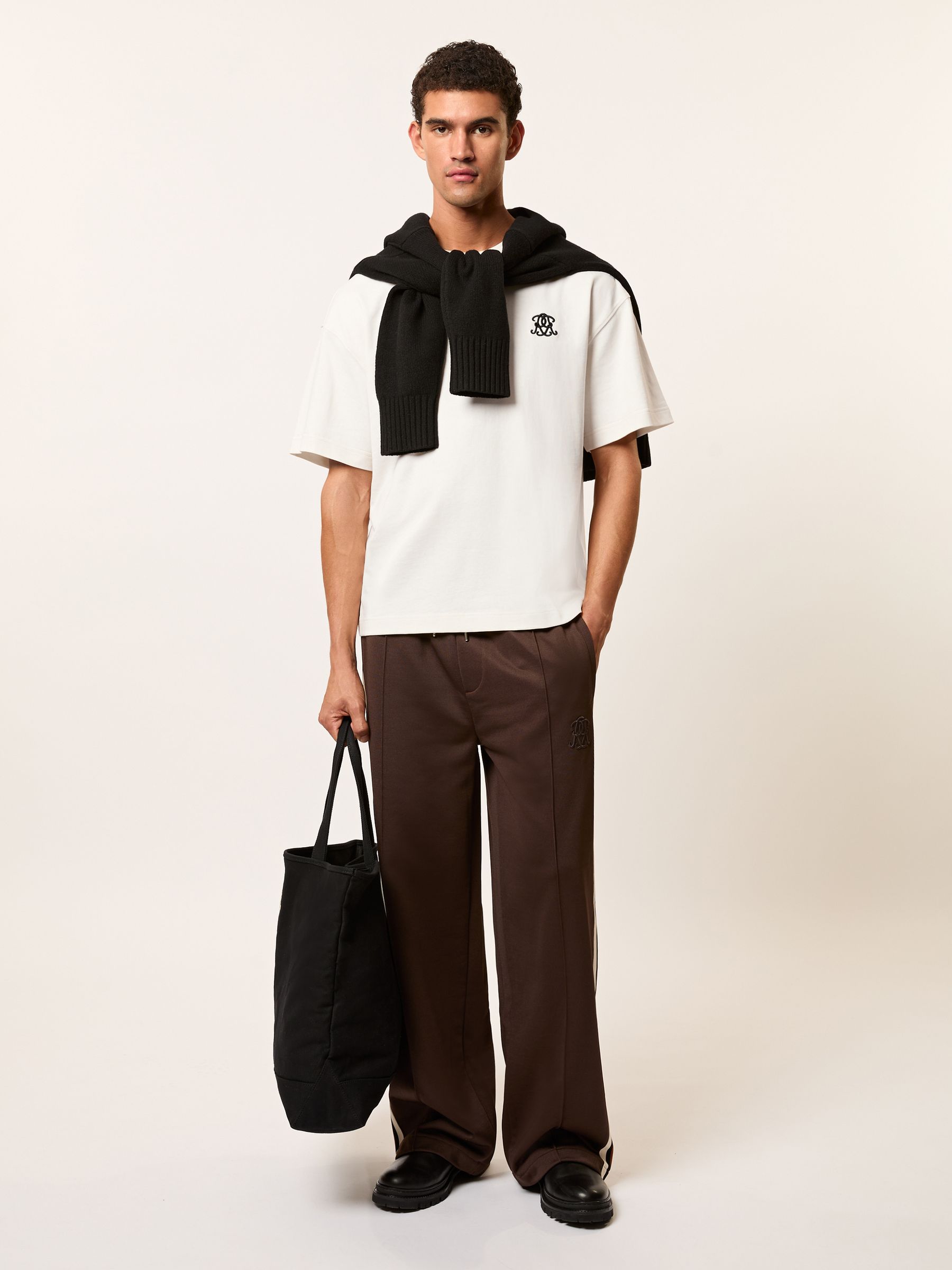 Monogram Cotton Oversized T-Shirt in Off White