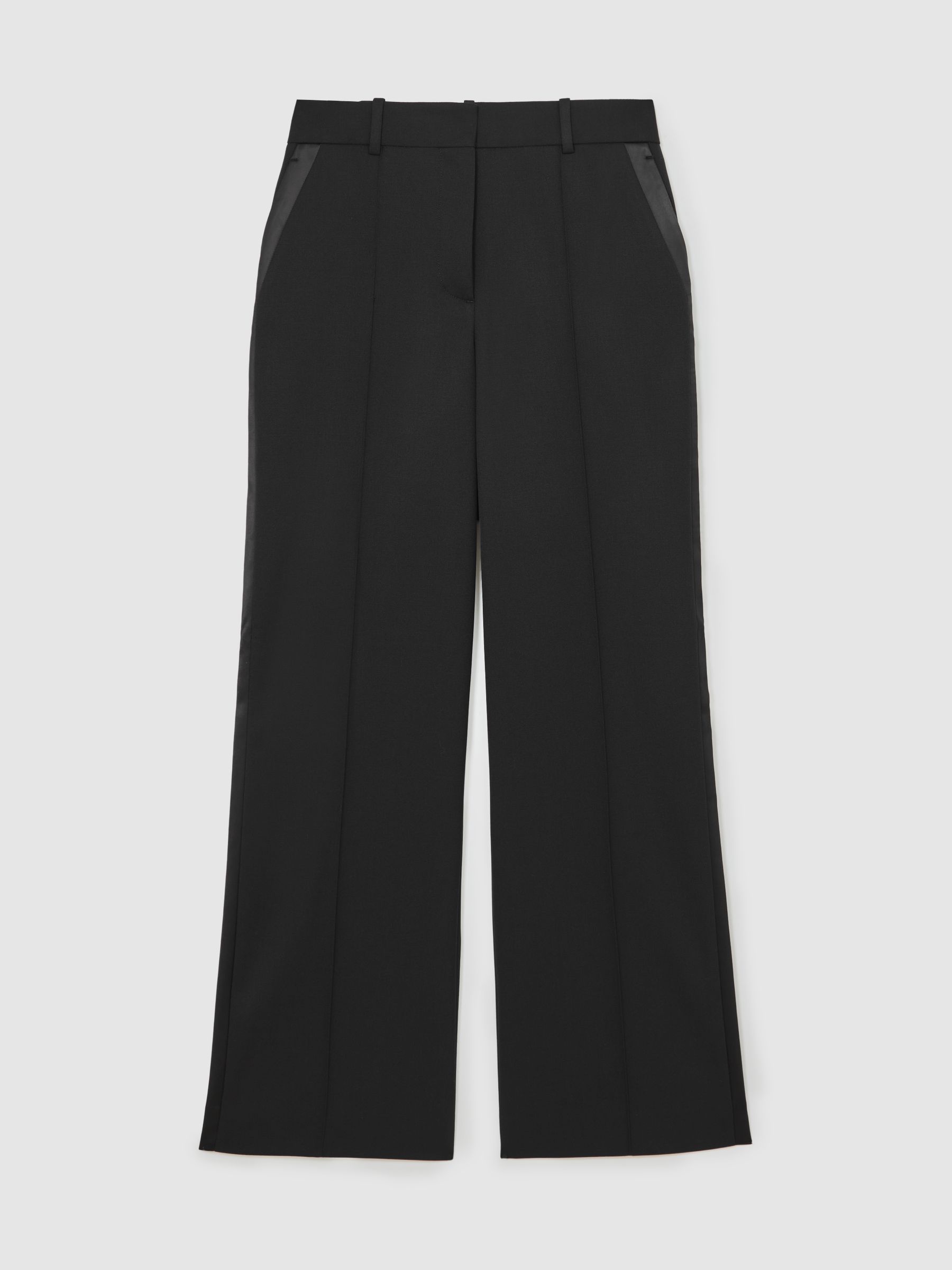 Petite Atelier Wide-Leg Tuxedo Trousers in Black