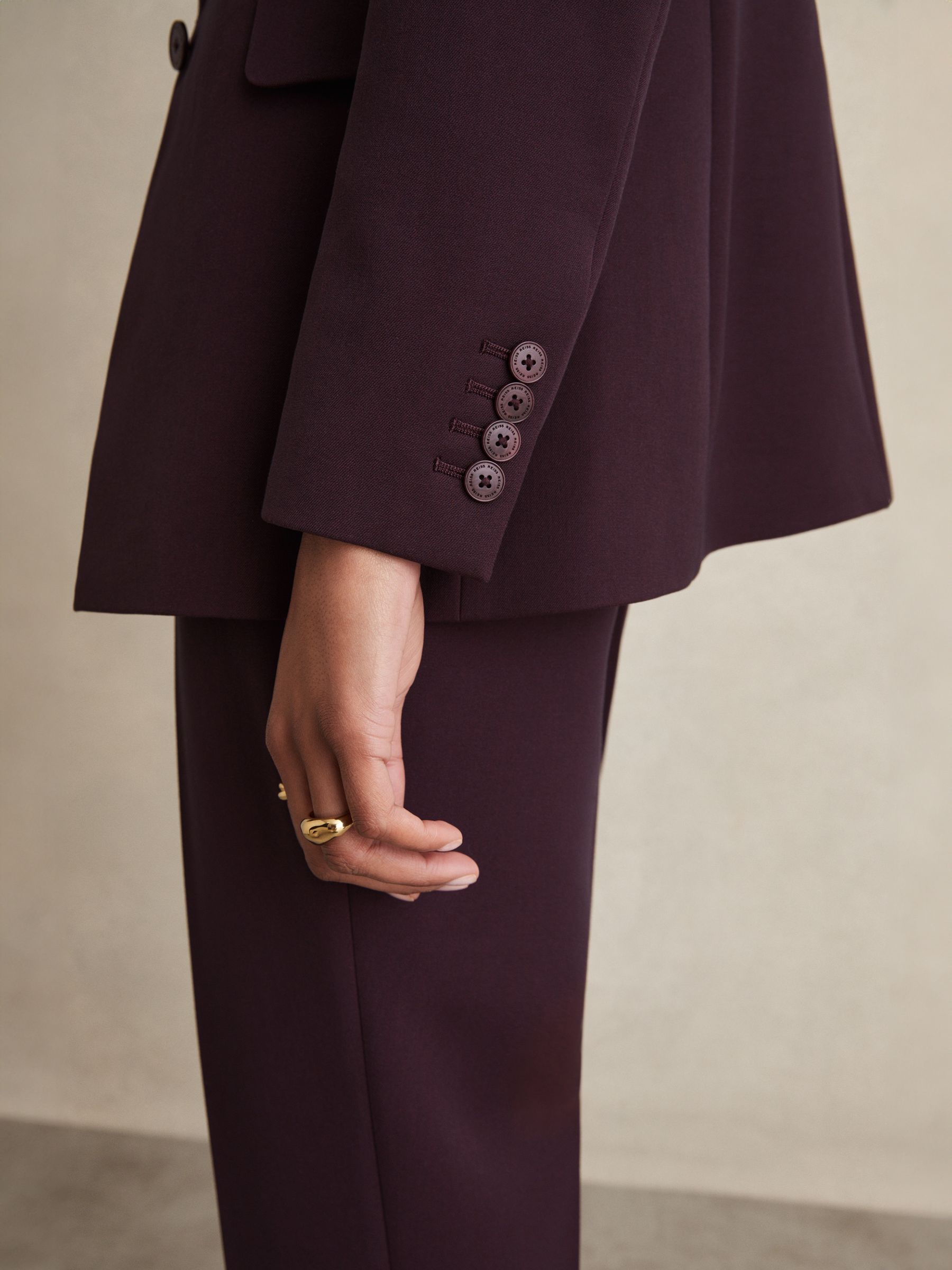 Petite Tailored Single Breasted Suit Blazer in Berry