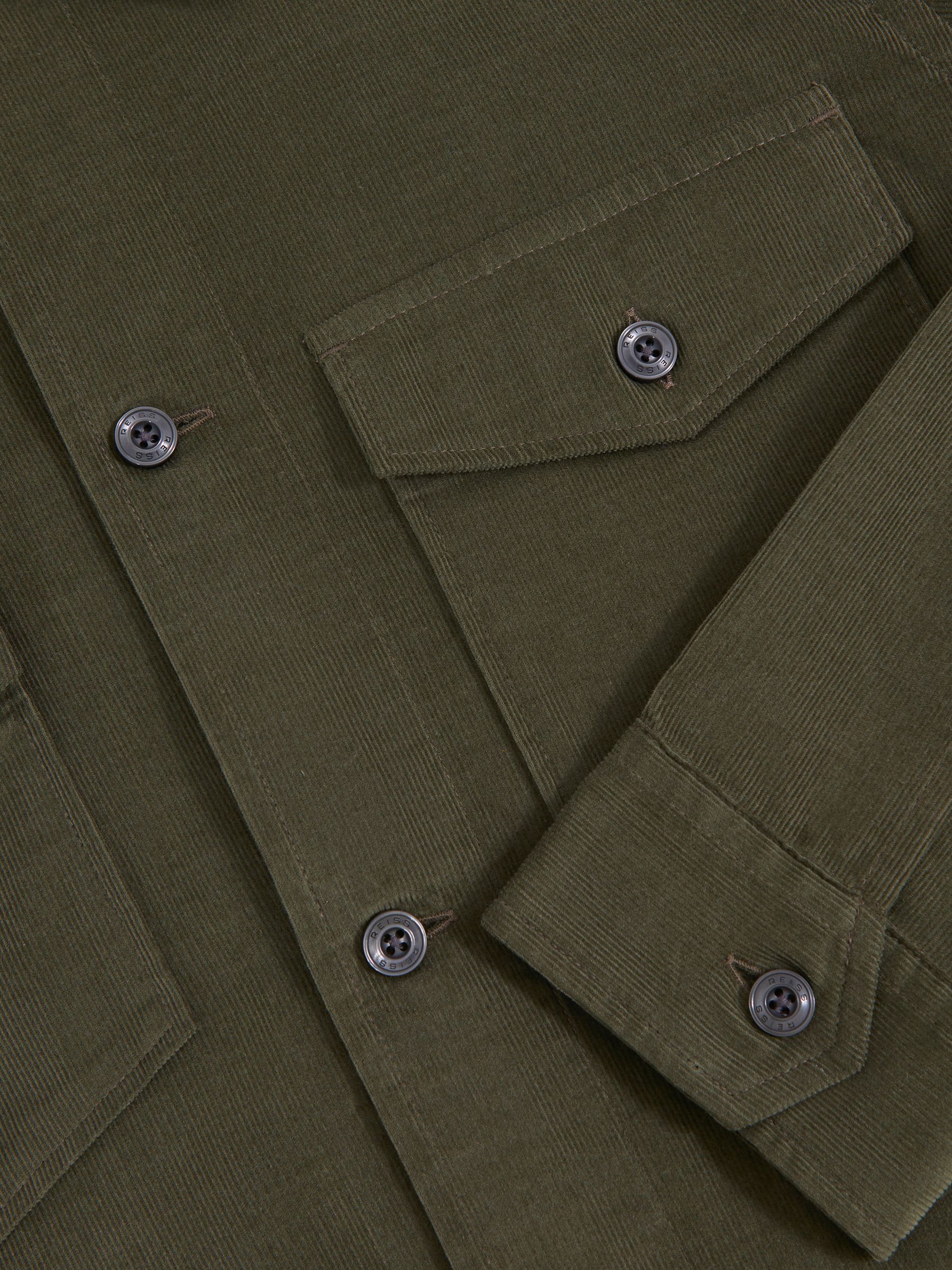 Cotton Corduroy Twin-Pocket Overshirt in Khaki Green