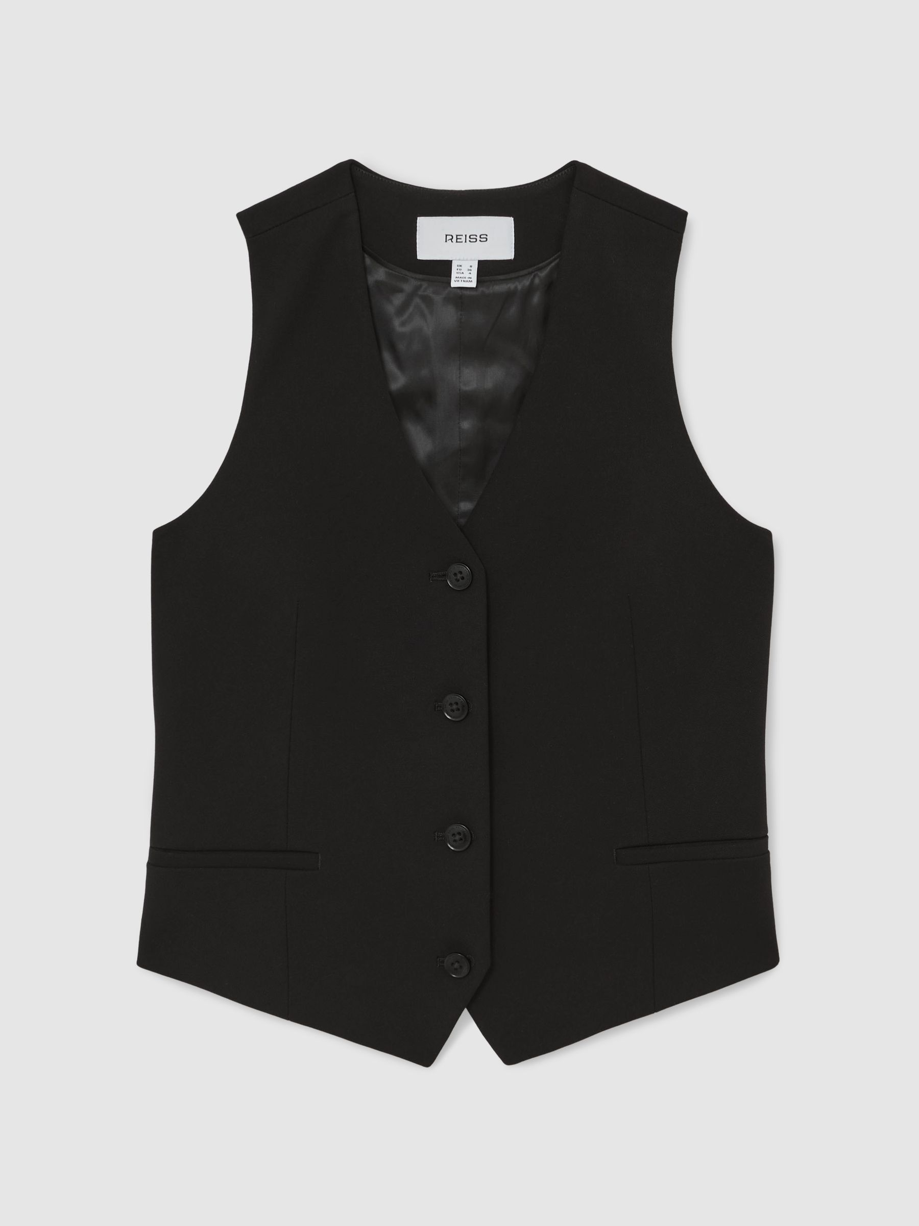 Single-Breasted Twill Waistcoat in Black