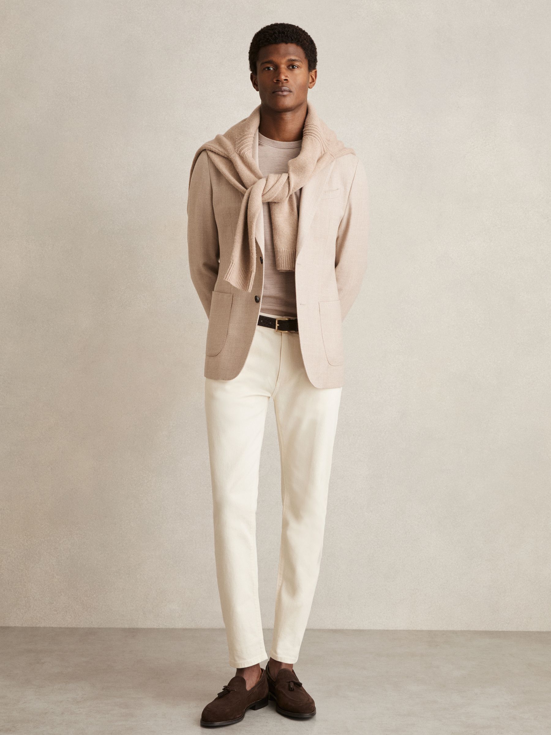 Cotton-Stretch Slim-Fit Jeans in White