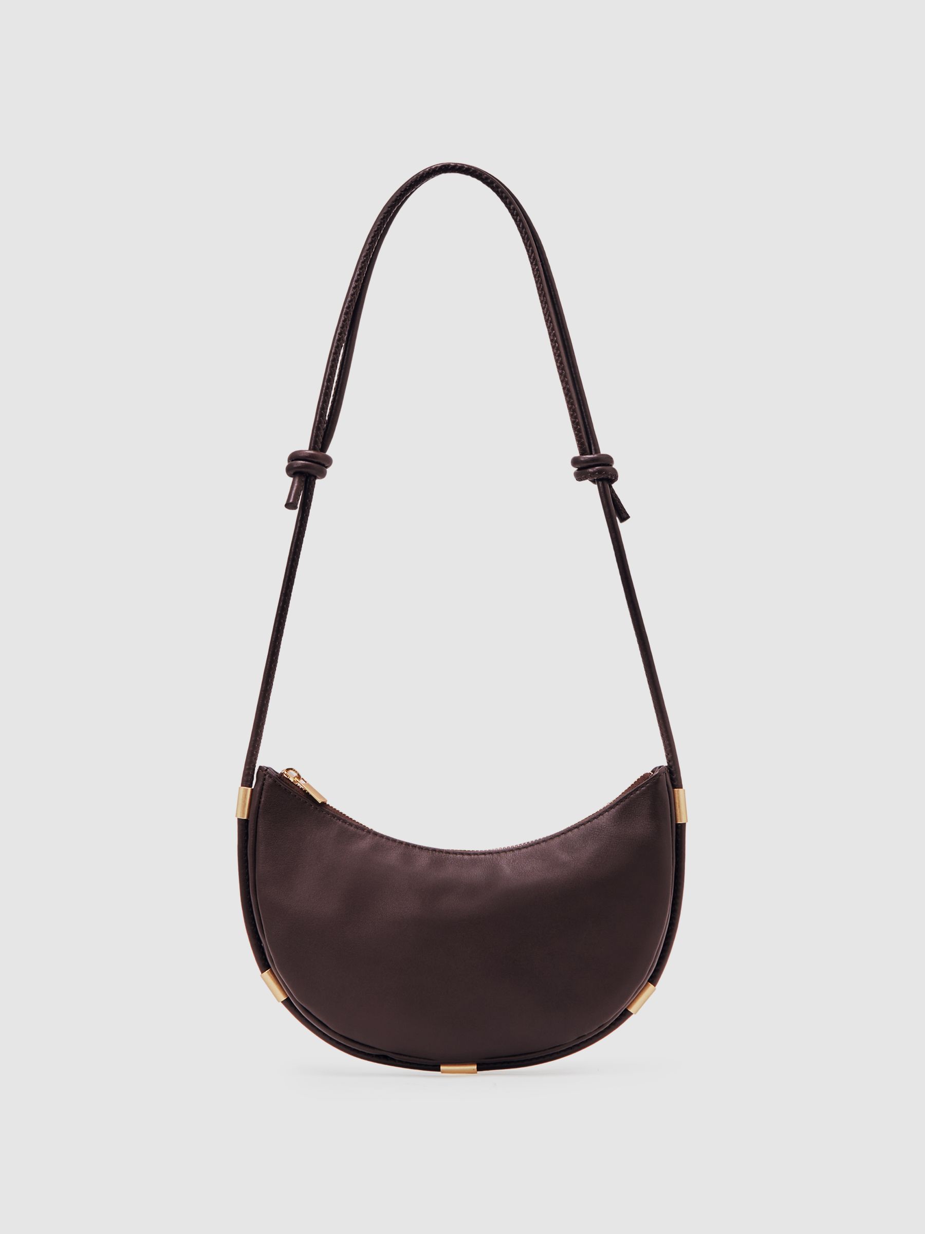 Leather Rope Strap Shoulder Bag in Oxblood