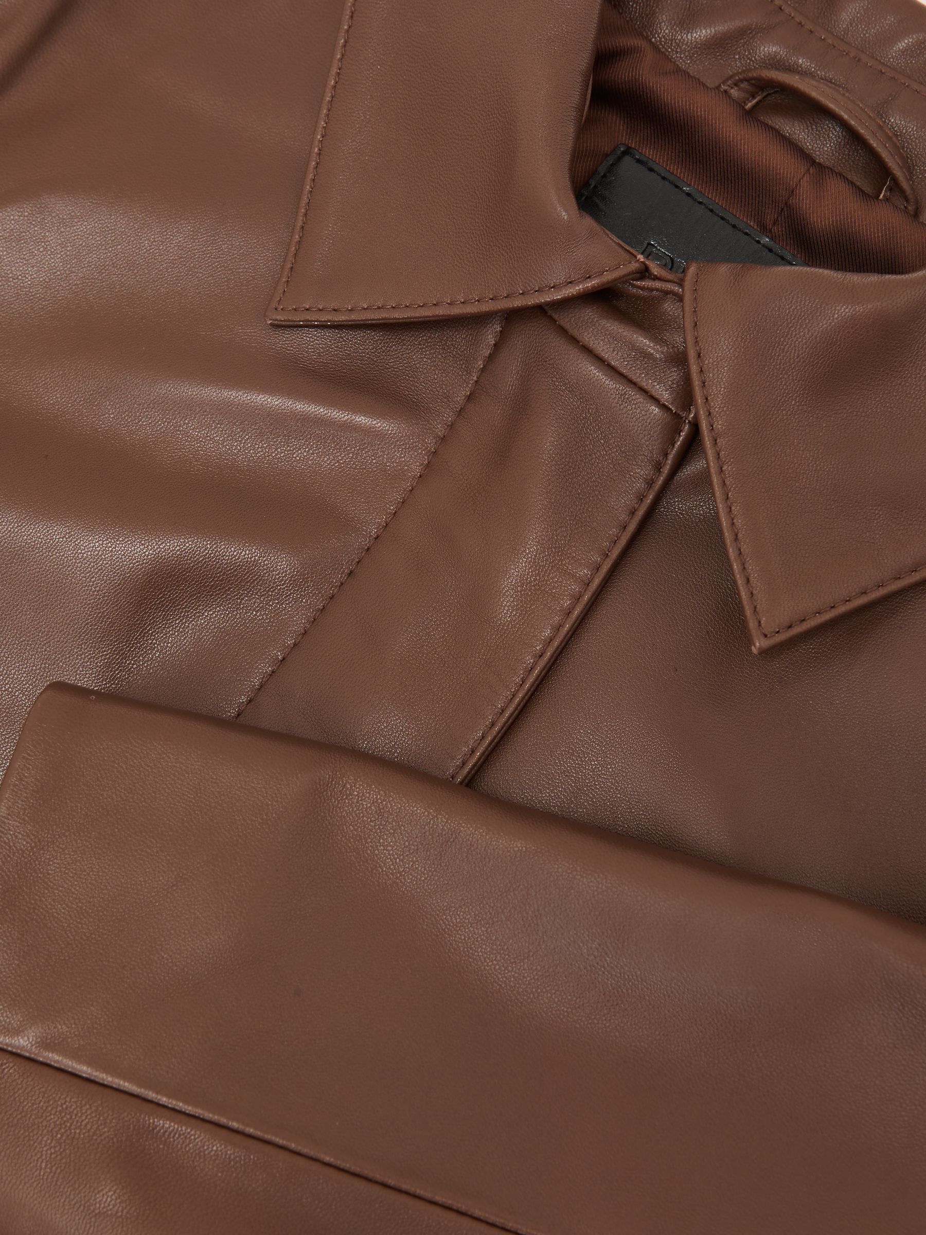 Collared Leather Jacket in Mocha Brown