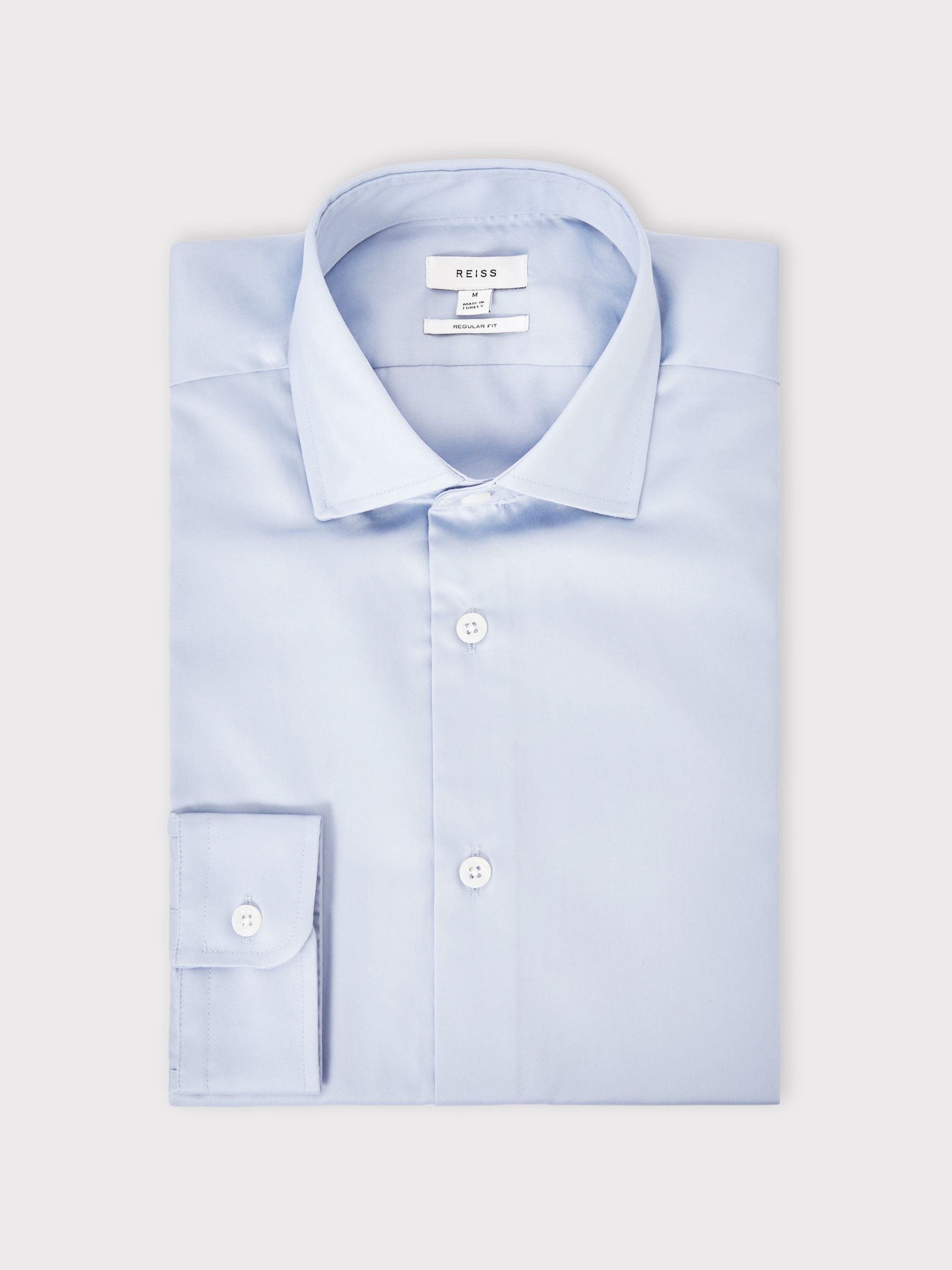 Regular Fit Cotton-Satin Regular-Fit Stripe Shirt in Mid Blue