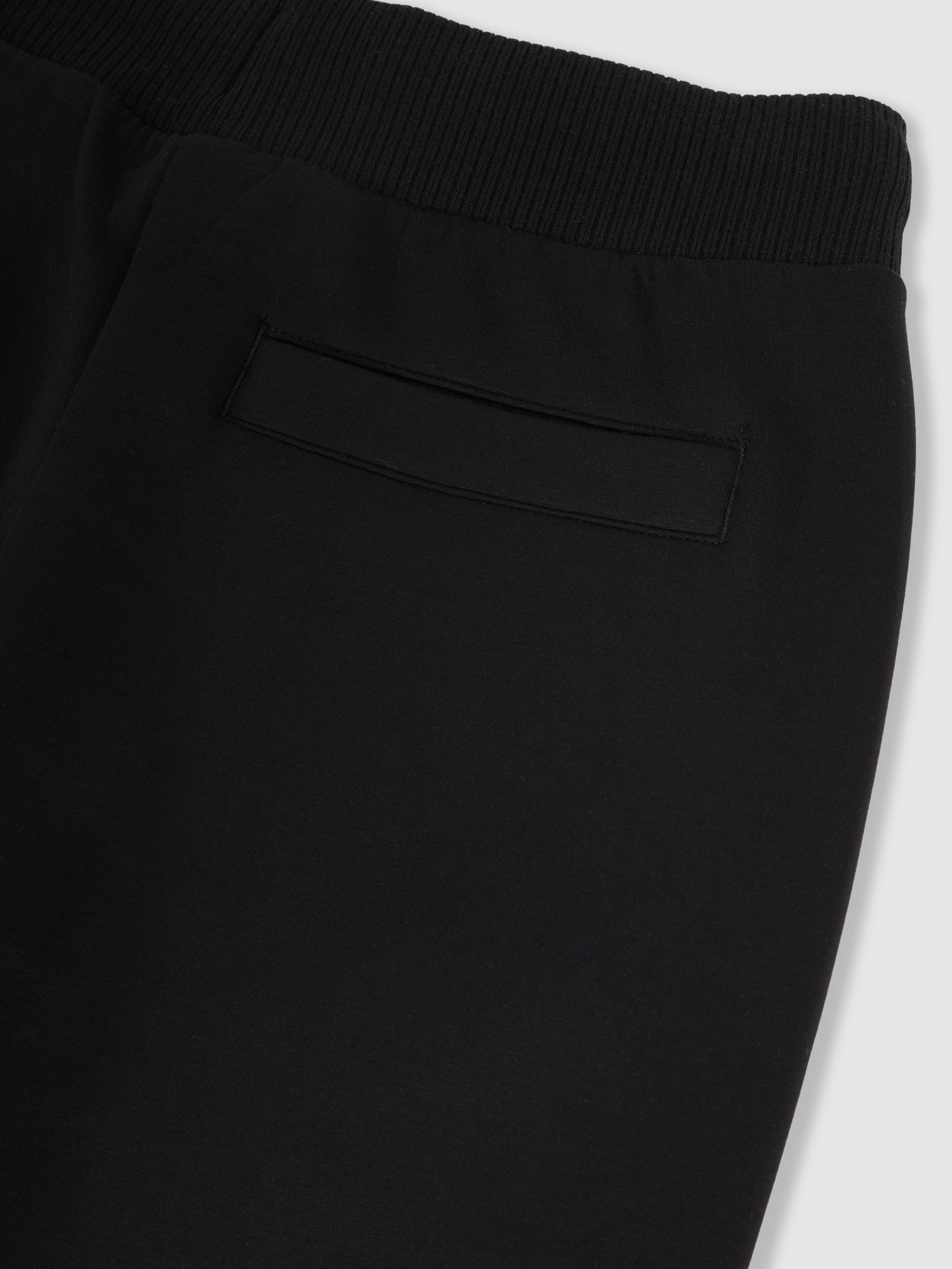 Wide-Leg Interlock Drawstring Joggers in Black