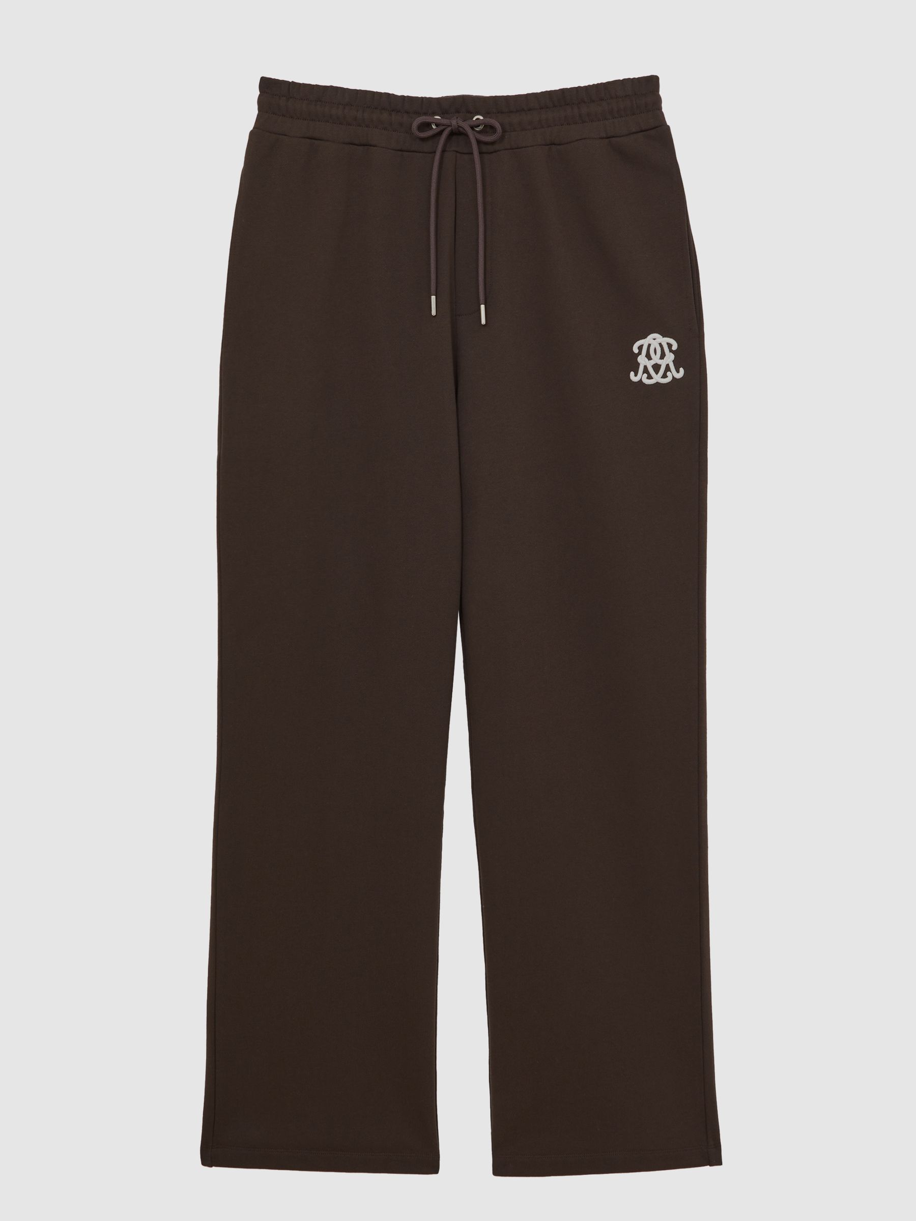 Monogram Cotton Wide-Leg Joggers in Brown