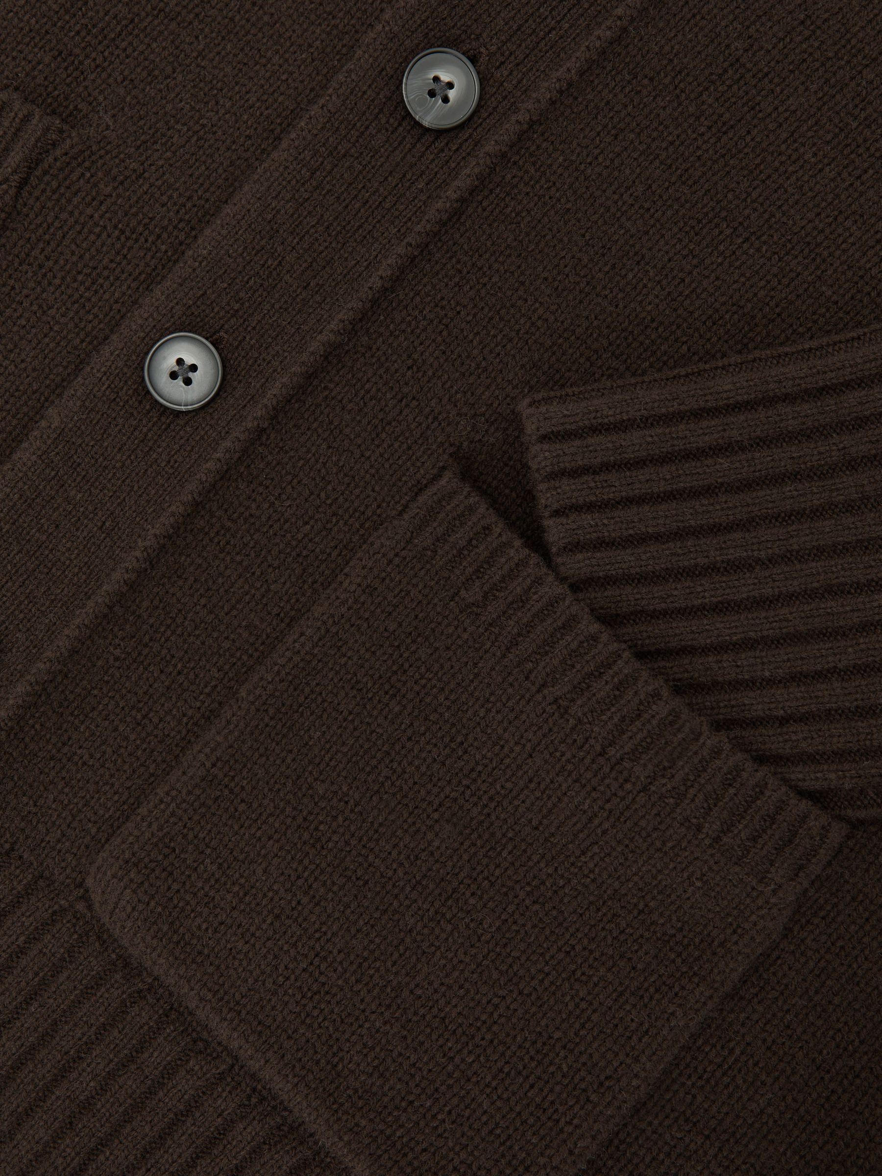 Monogram Embroidery Relaxed Cardigan Wool in Brown
