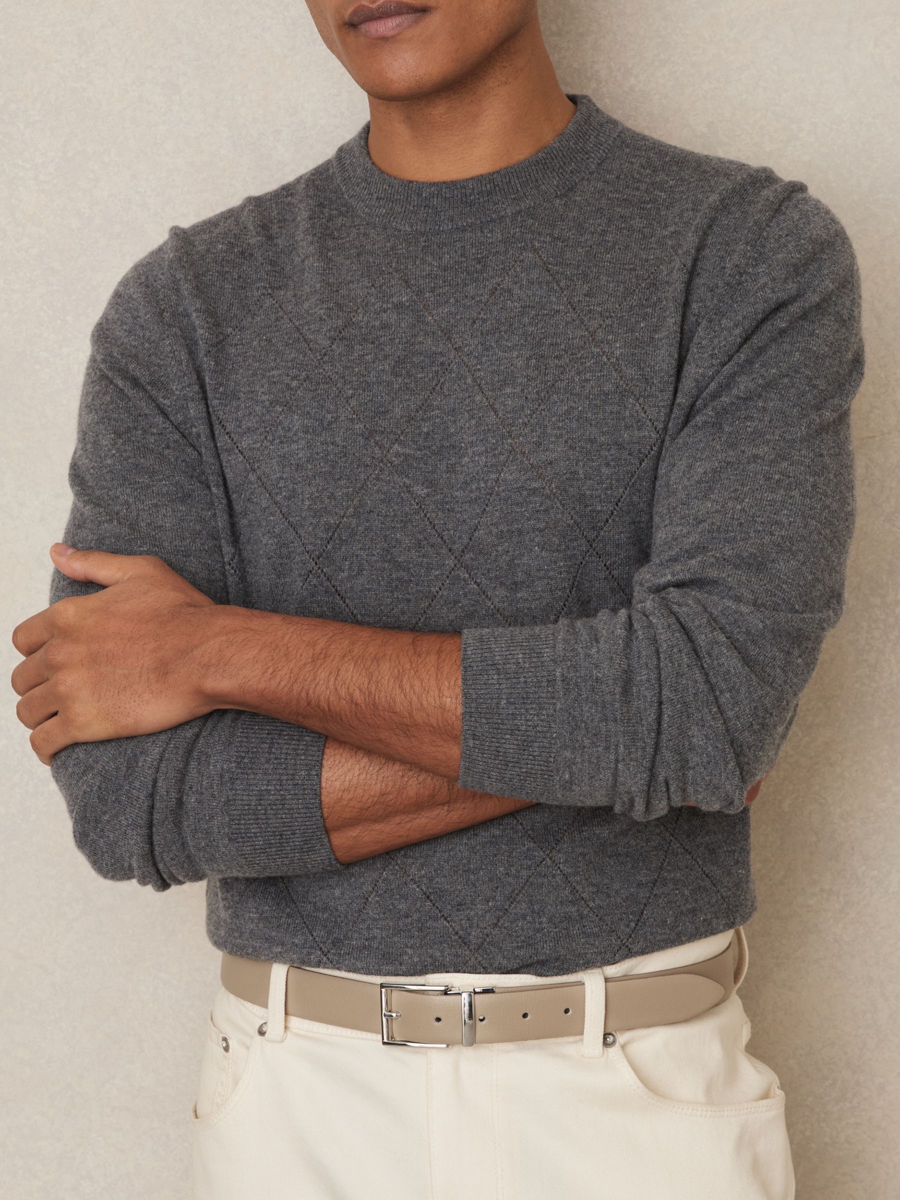 Leather Reversible Belt in Stone/Dark Brown