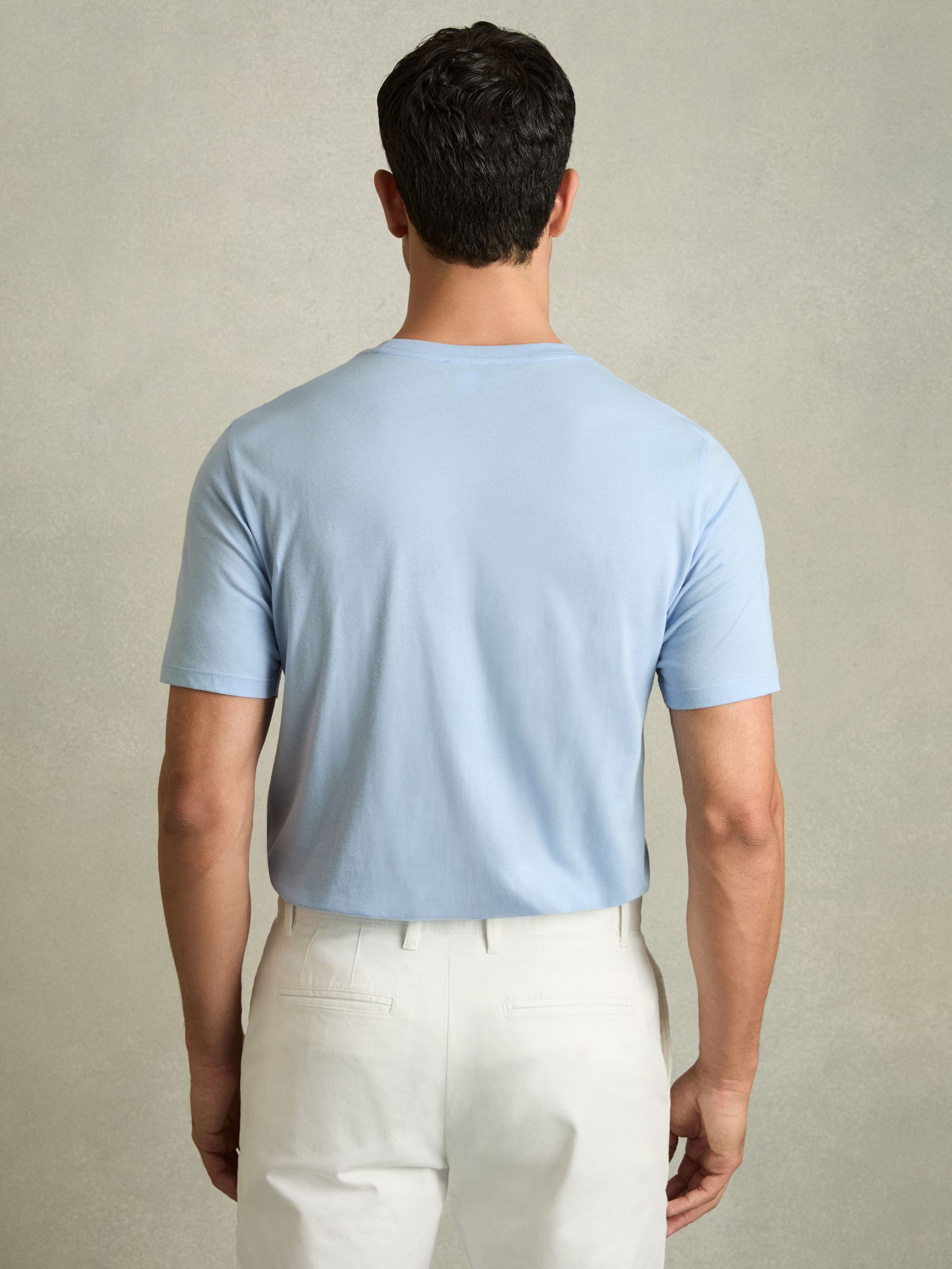 Cotton Crew Neck T-Shirt in Soft Blue