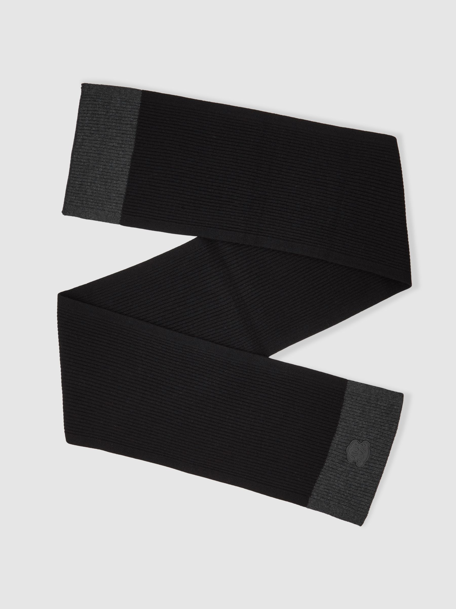 Monogram Appliqué Wool Scarf in Black