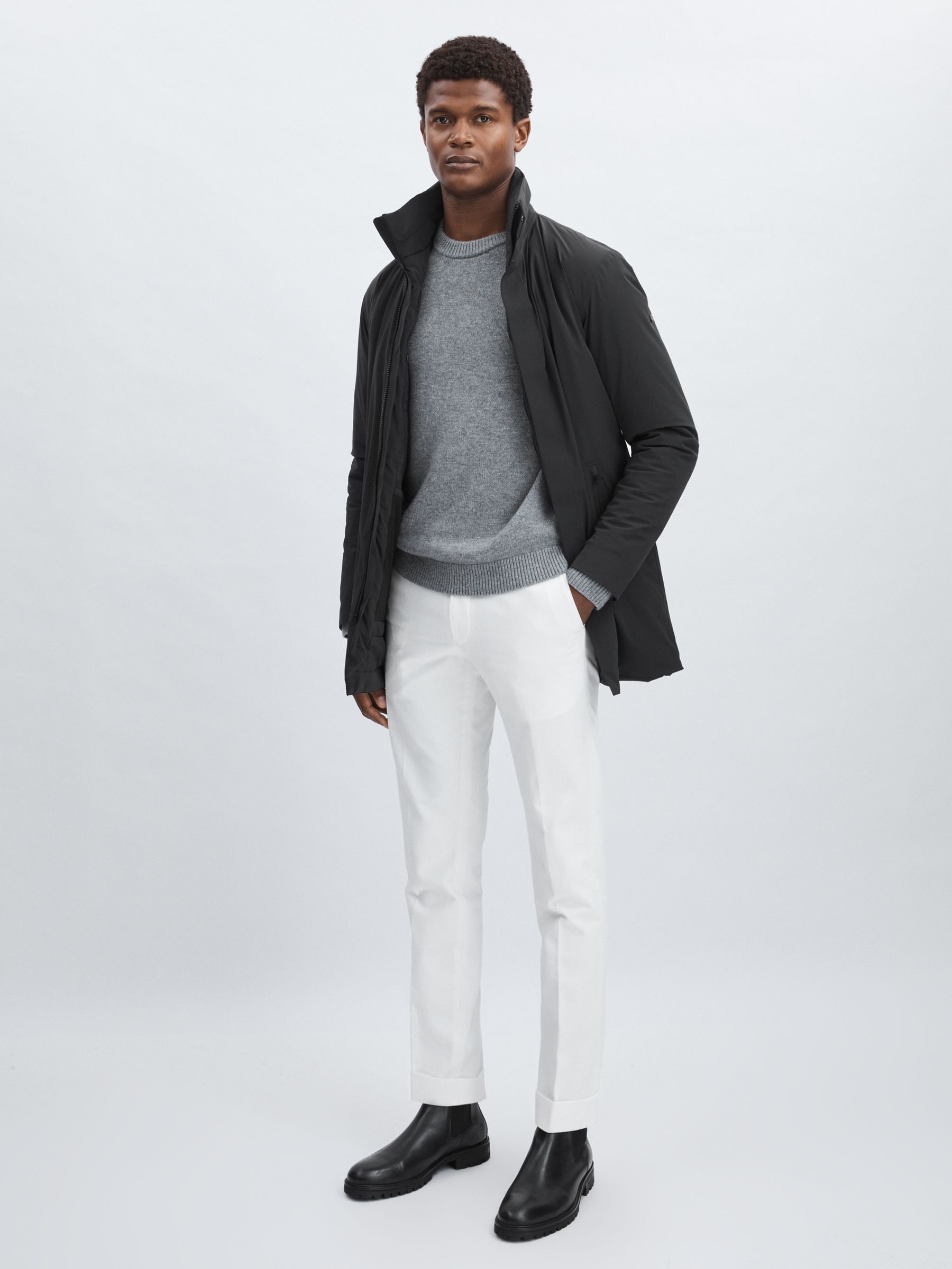 Scandinavian Edition Padded Wool Parka in Black