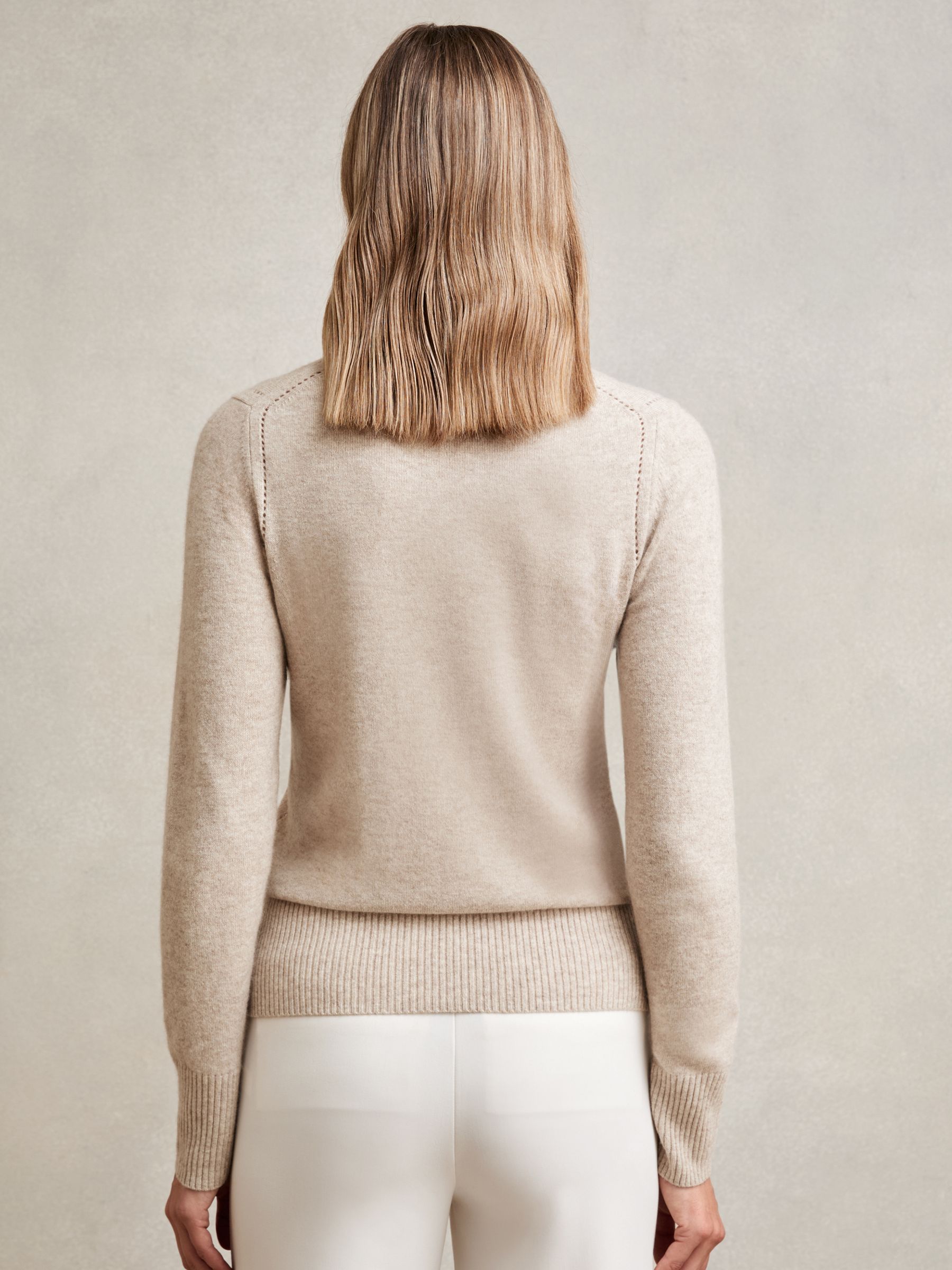 Wool-Blend Open-Stitch Jumper with Cashmere in Oatmeal Neutral