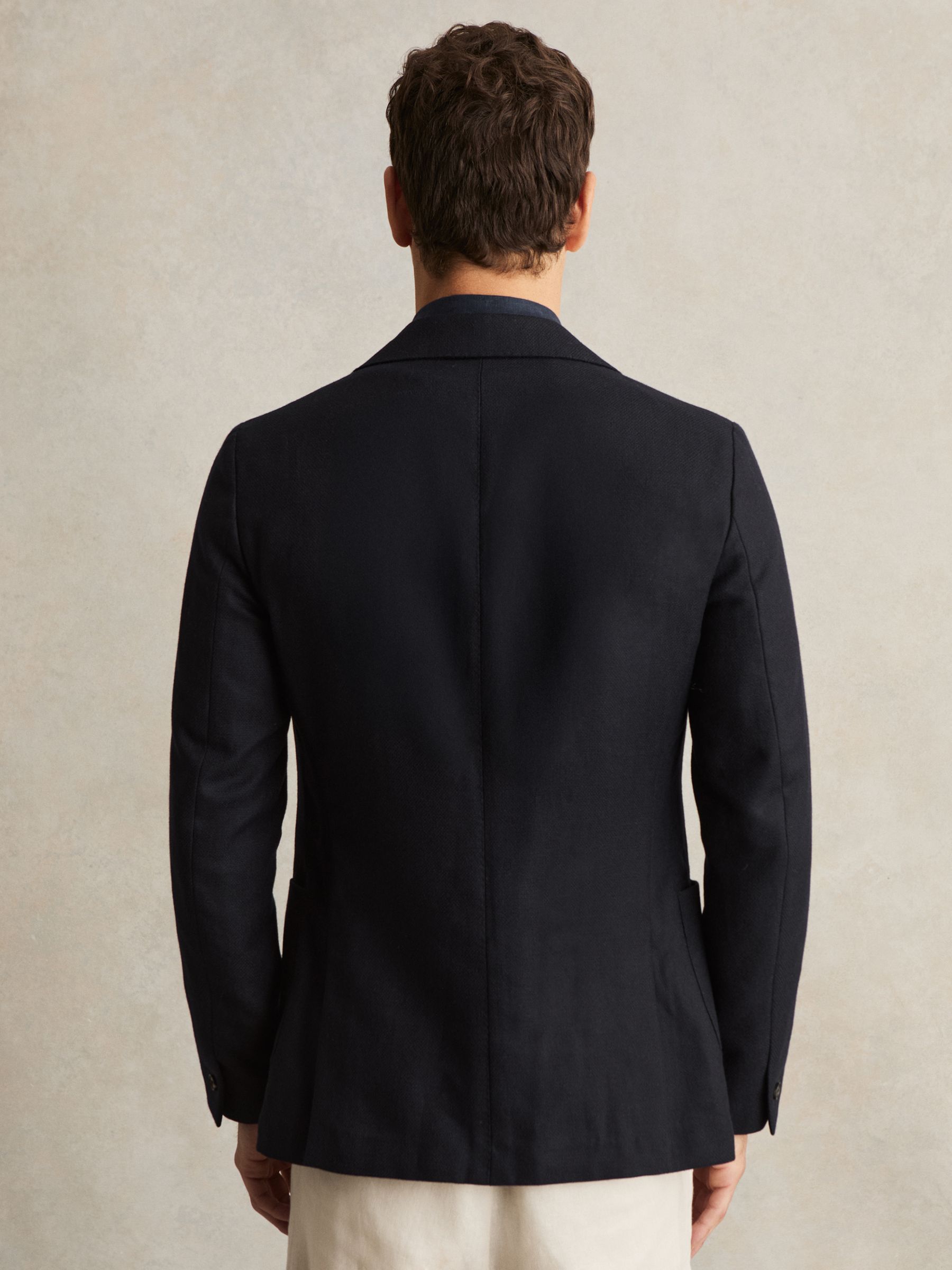 Wool-Blend Single-Breasted Blazer Slim-Fit in Navy