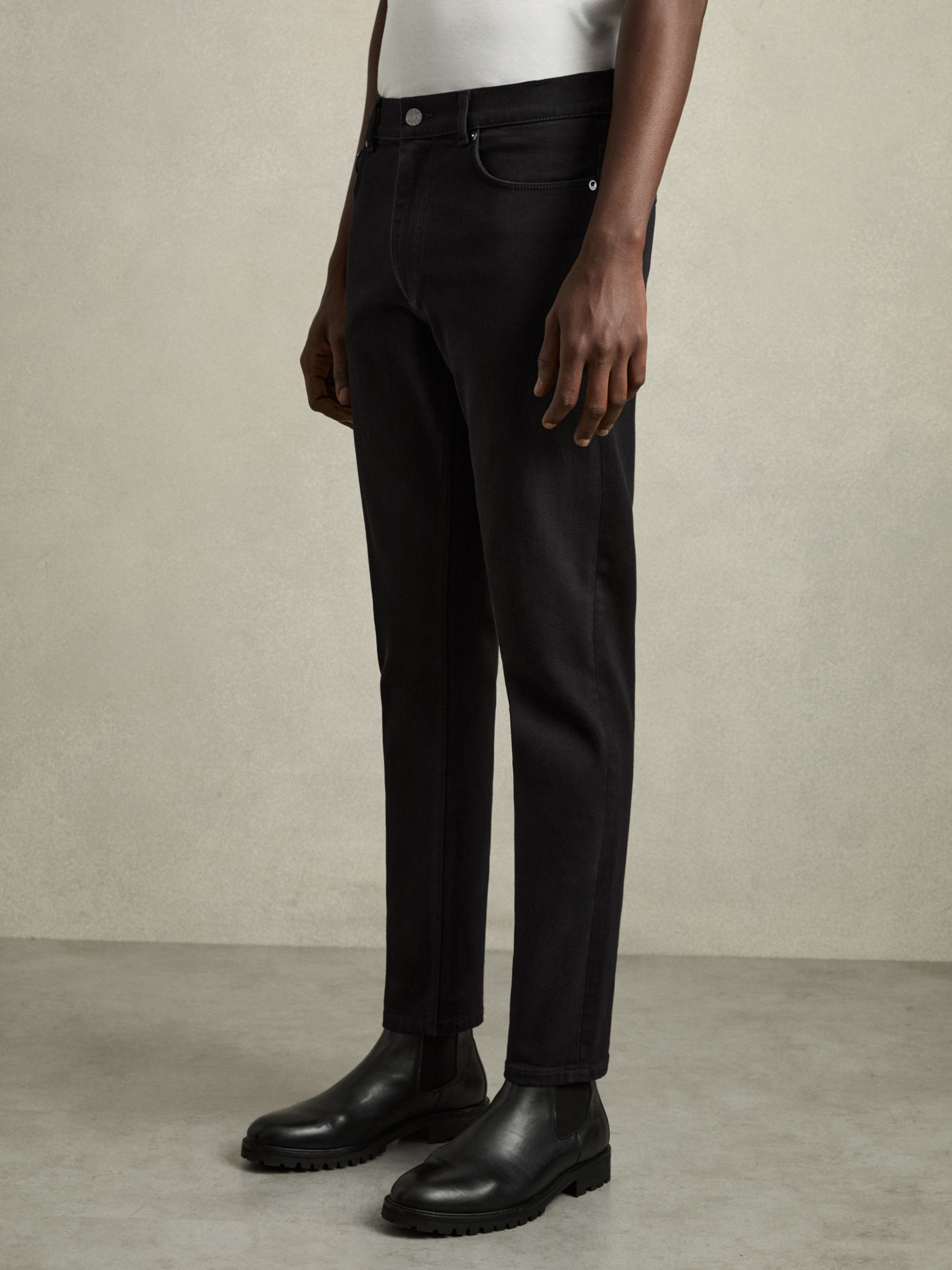 Cotton-Stretch Slim-Fit Jeans in Stay Black