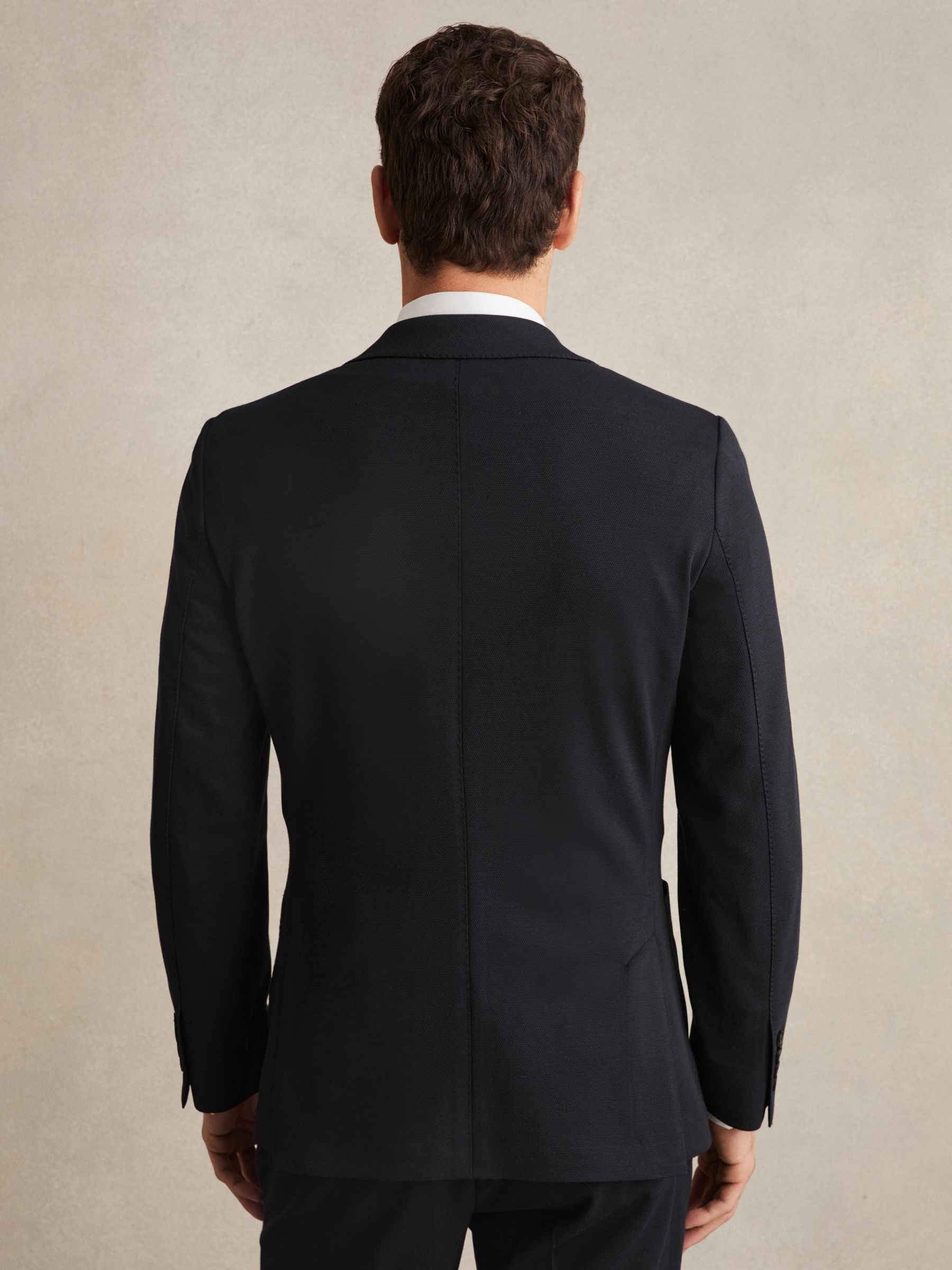 Slim-Fit Single-Breasted Jersey Suit Blazer in Navy