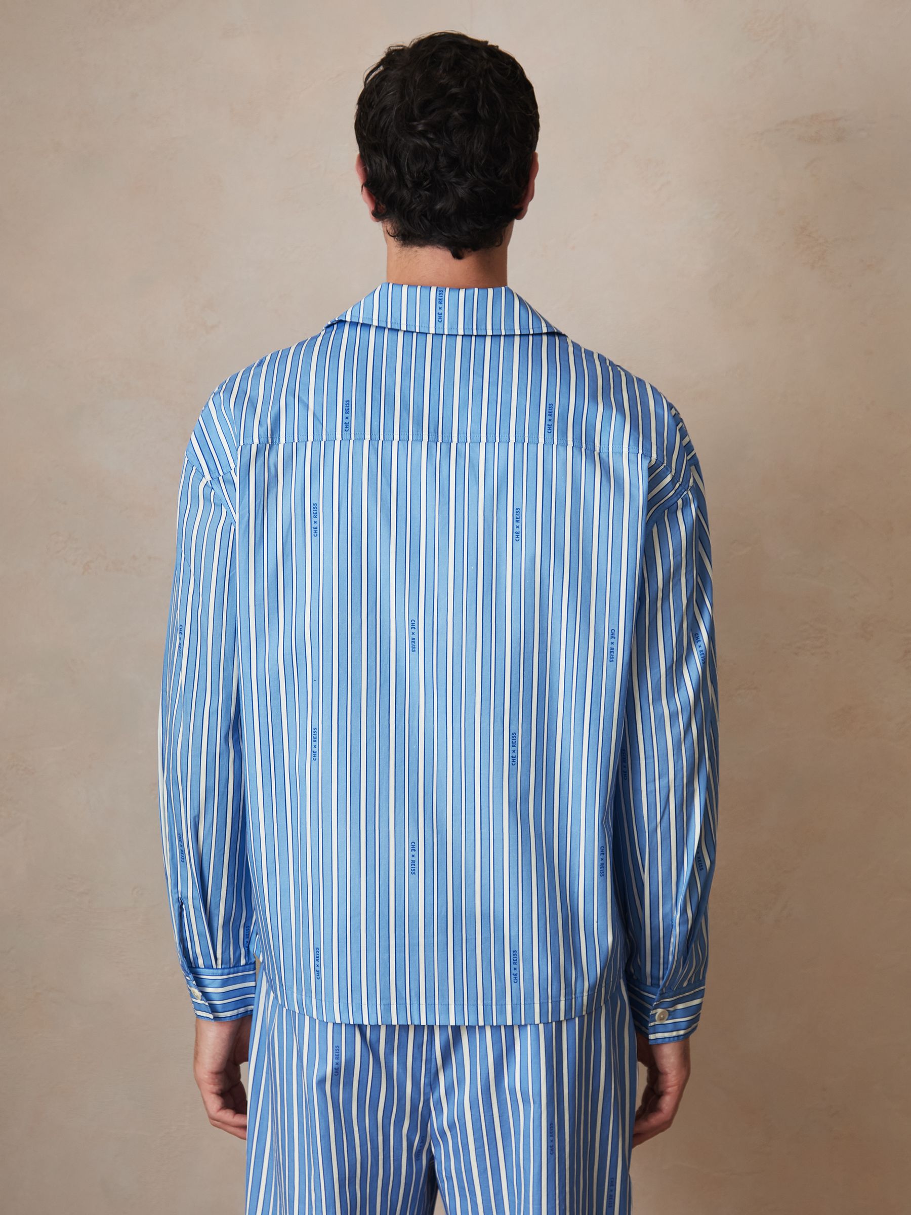 Reiss | Ché Poplin Stripe Pocket Shirt in Bright Blue/White