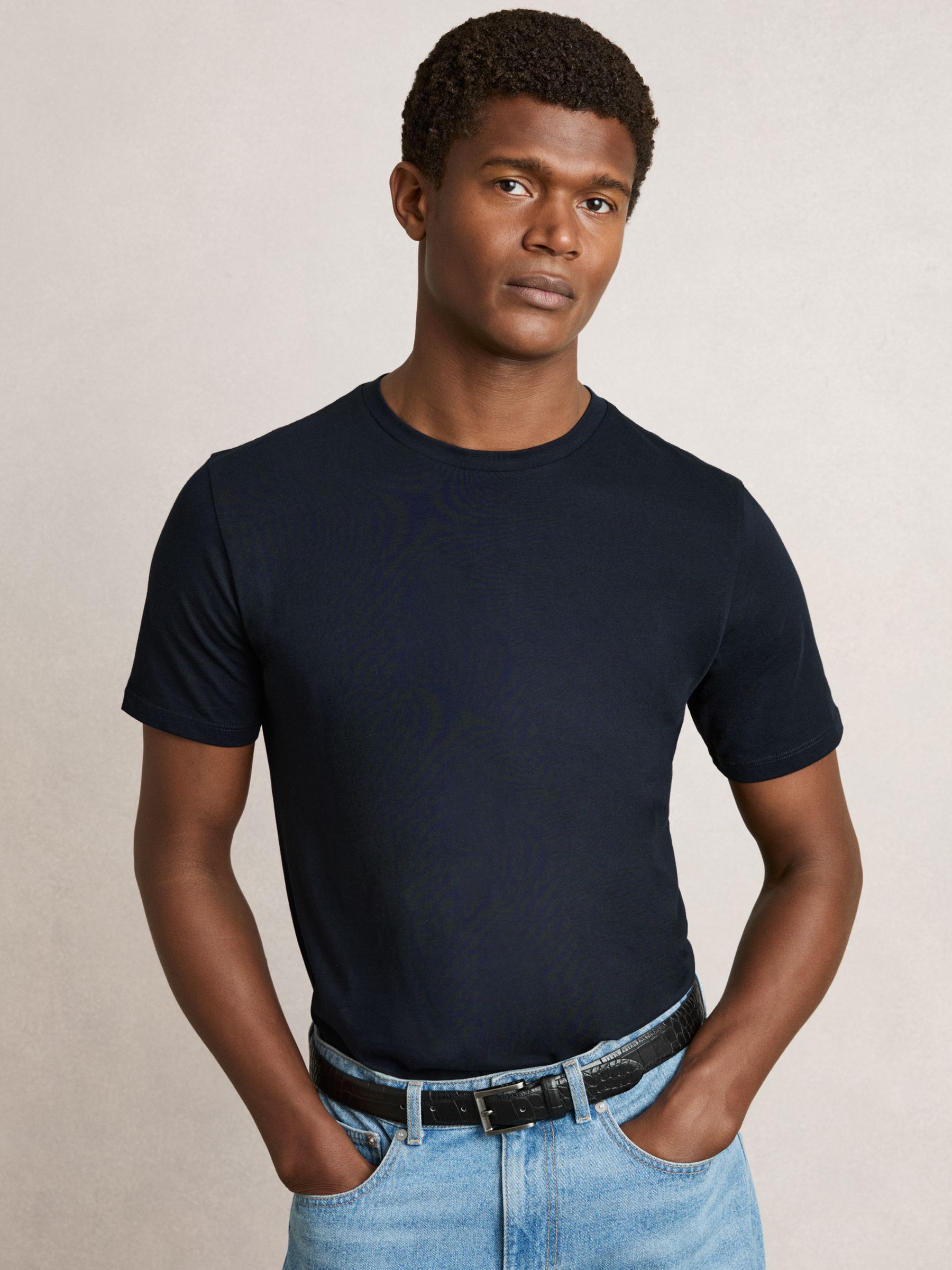 Cotton-Jersey Crew-Neck T-shirts 3 Pack in White/Navy/Airforce Blue