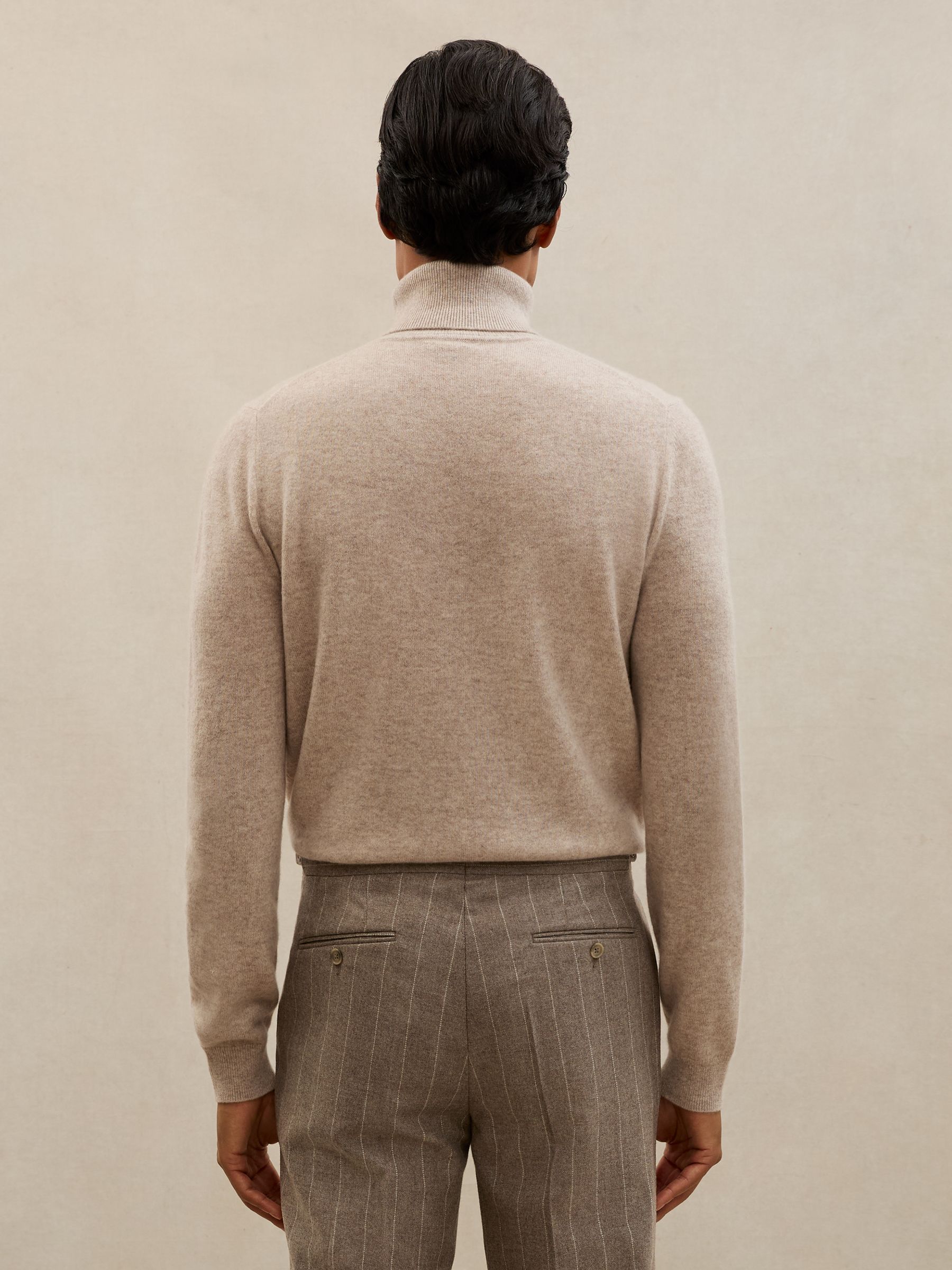 Atelier 100% Cashmere Roll-Neck Jumper in Oatmeal Melange