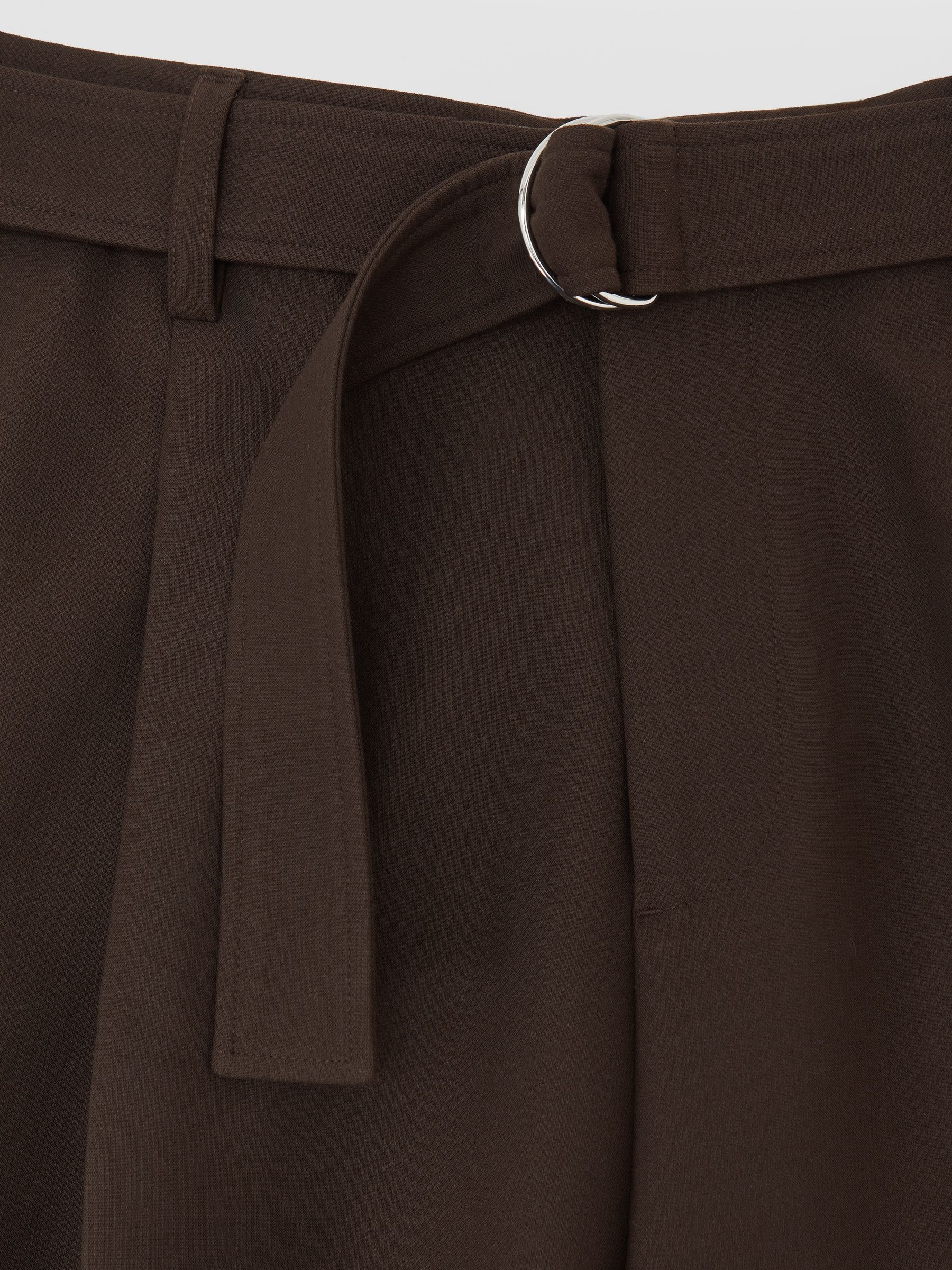 Monogram Relaxed-Fit Belted Trousers in Brown
