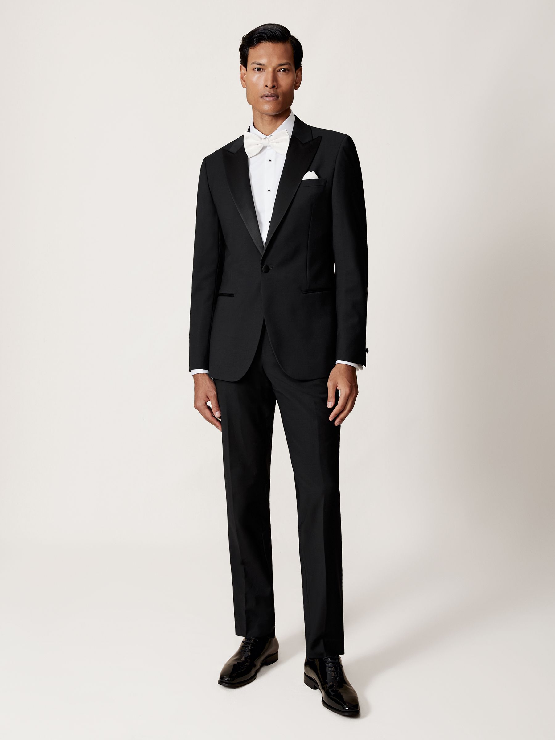 Regular Fit Single Breasted Tuxedo Jacket in Black