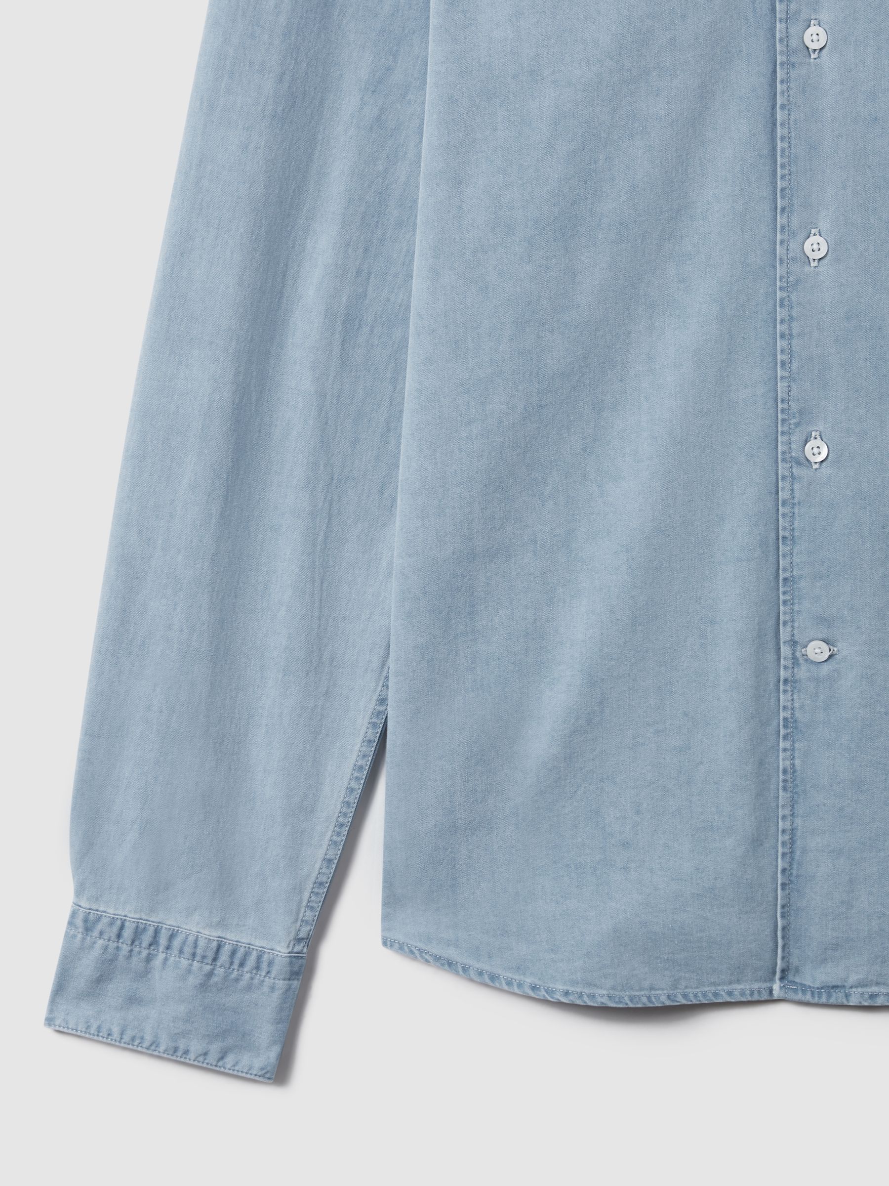 Washed Cotton Chambray Shirt in Blue