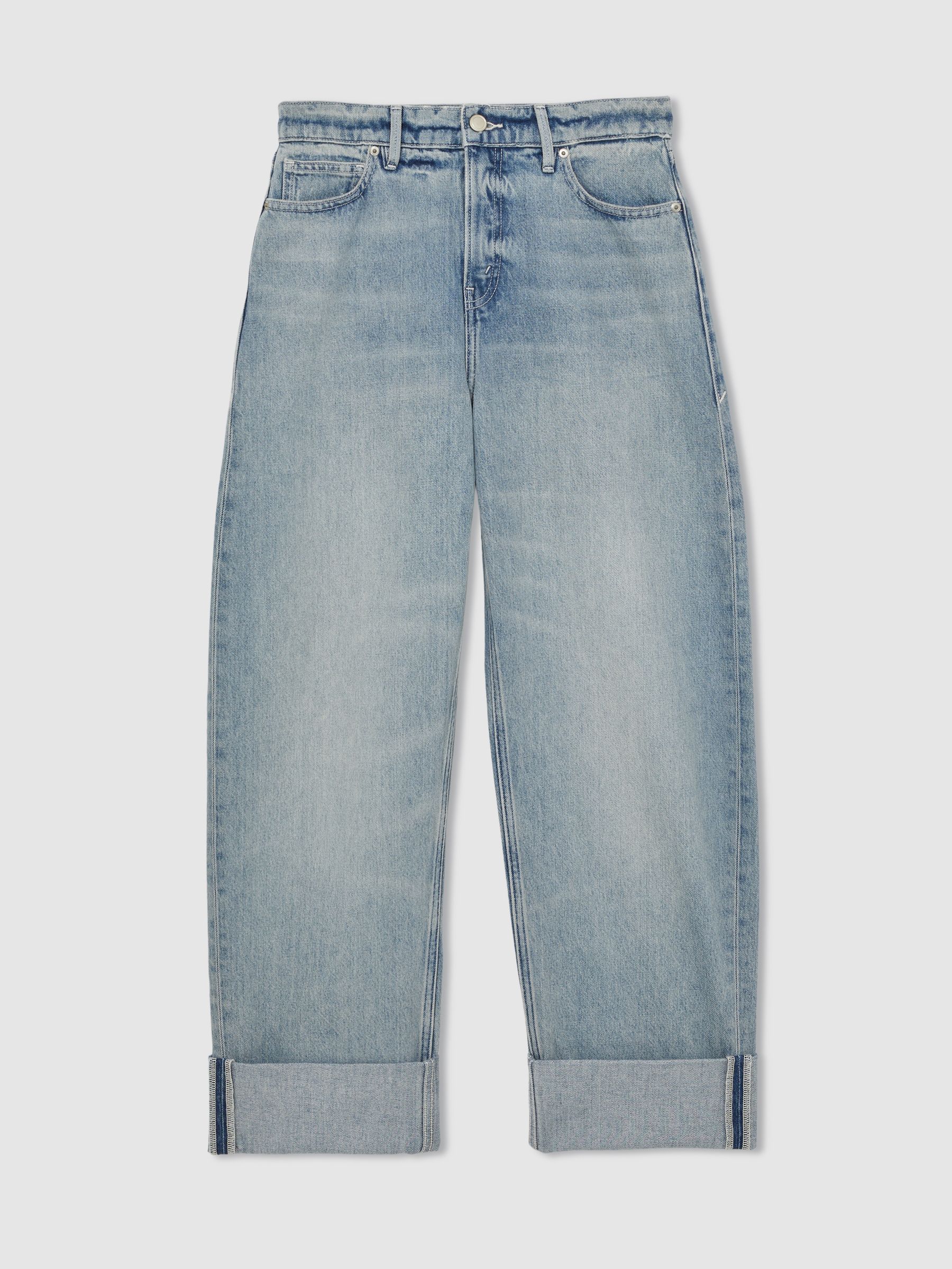 Good American Relaxed Barrel Jeans in Indigo Blue