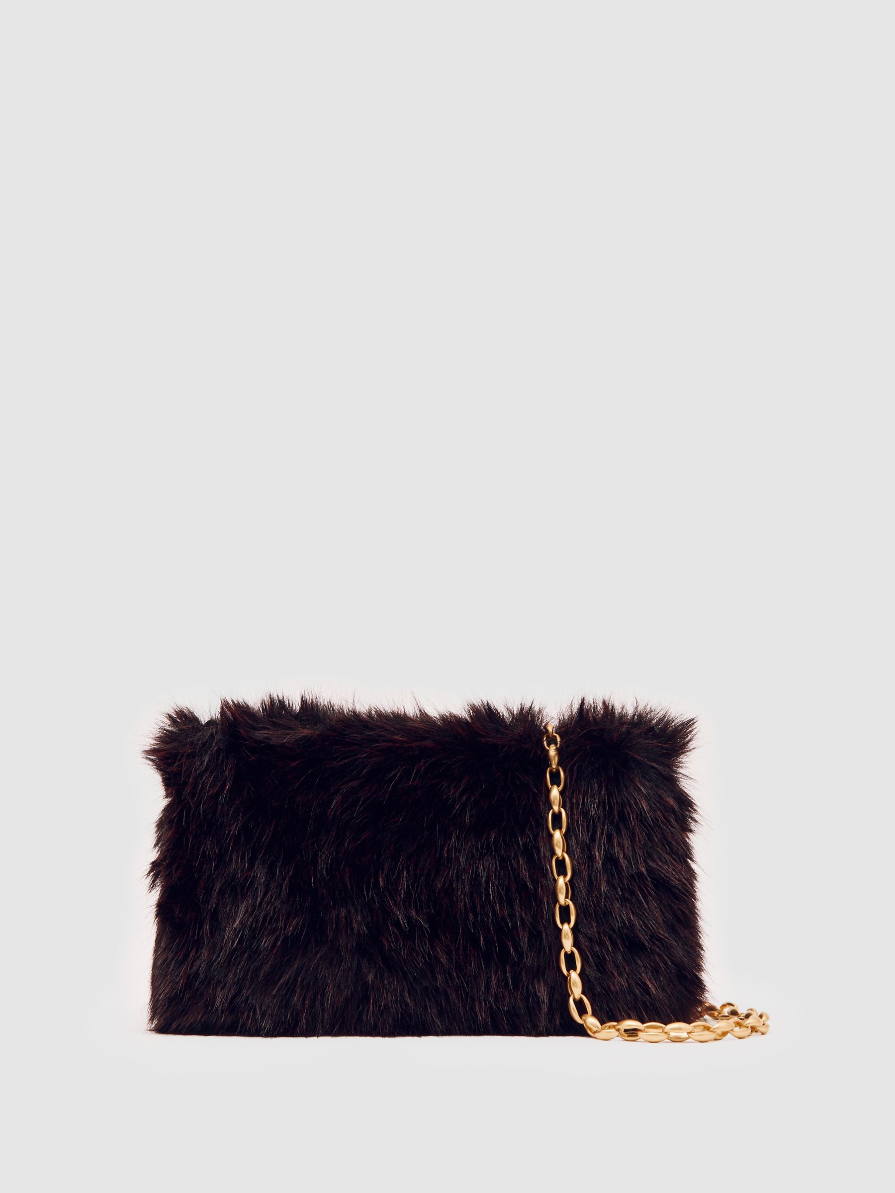 Faux Fur Shoulder Bag in Burgundy