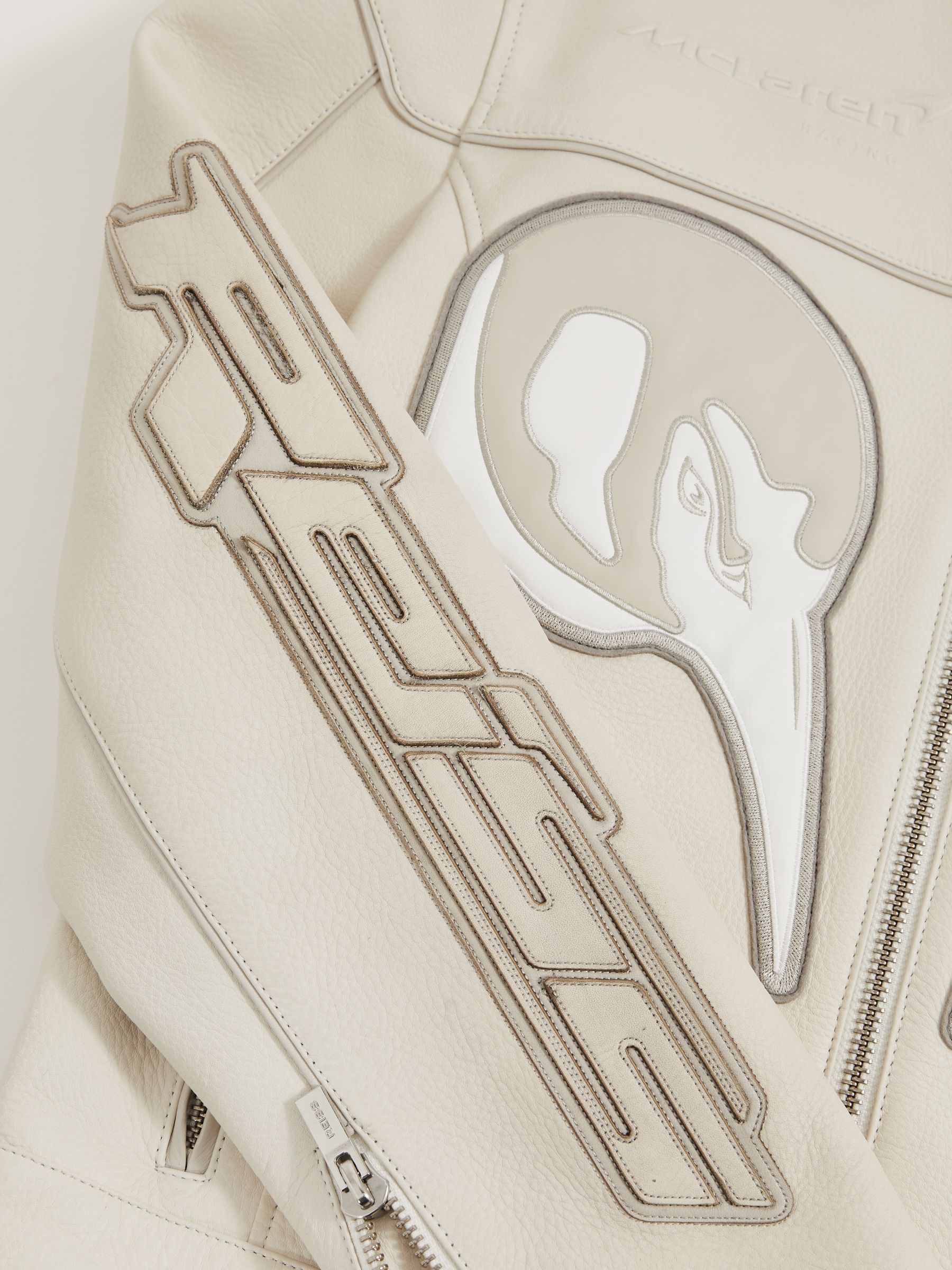McLaren F1 Team Leather Biker Jacket in Off White