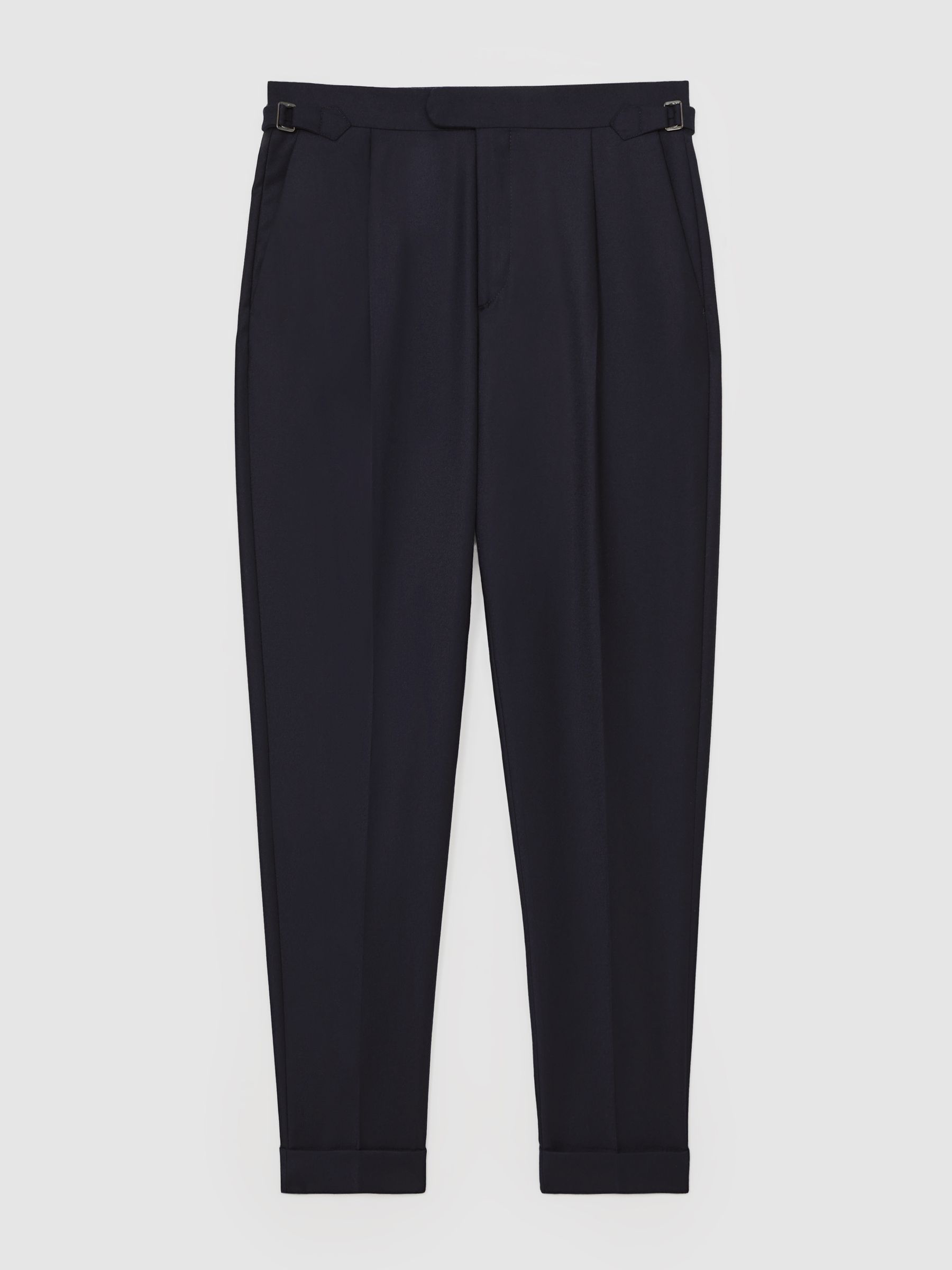 Cotton-Blend Tapered Trousers in Navy
