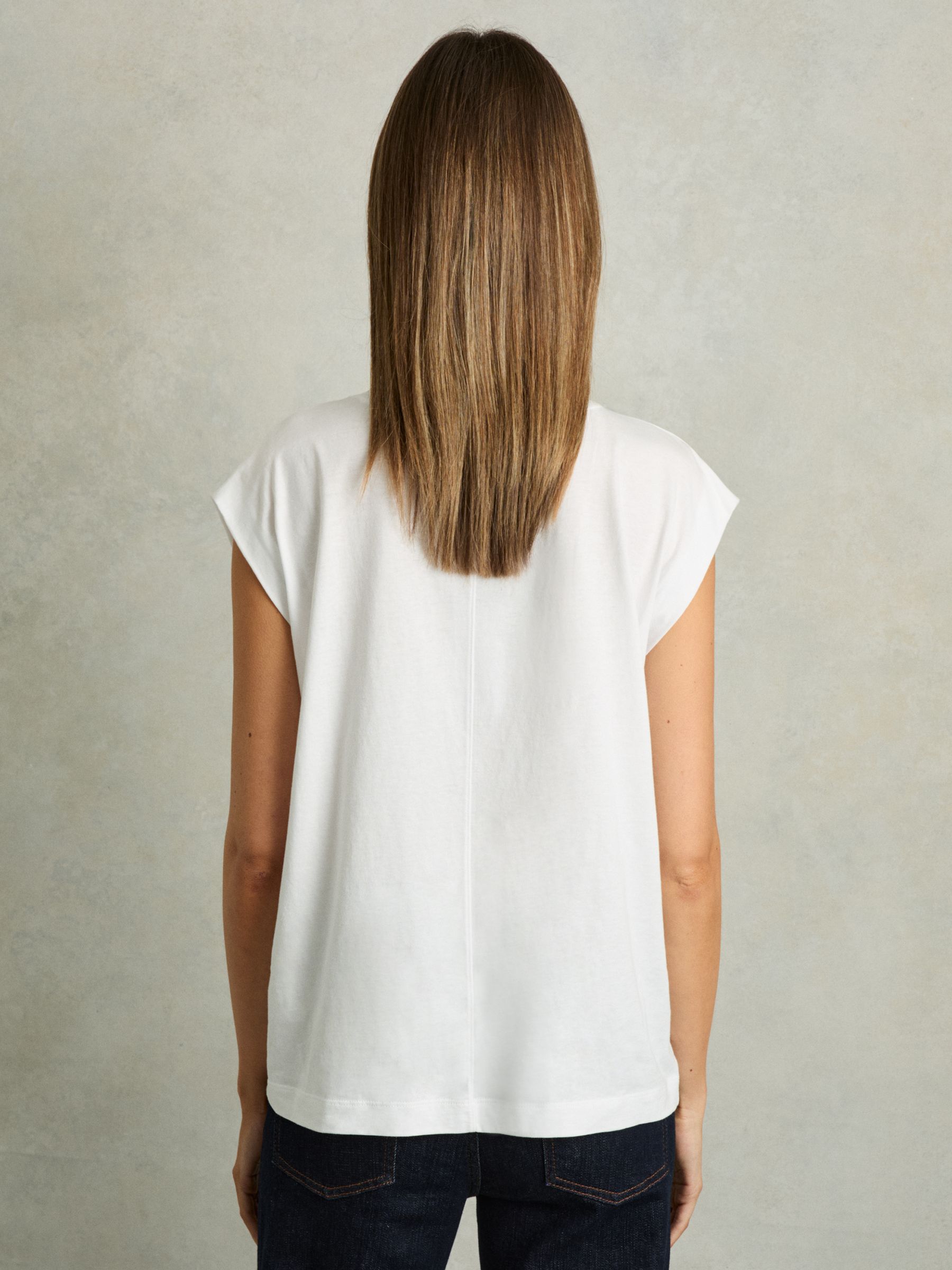 Cotton Capped Sleeve T-Shirt in White