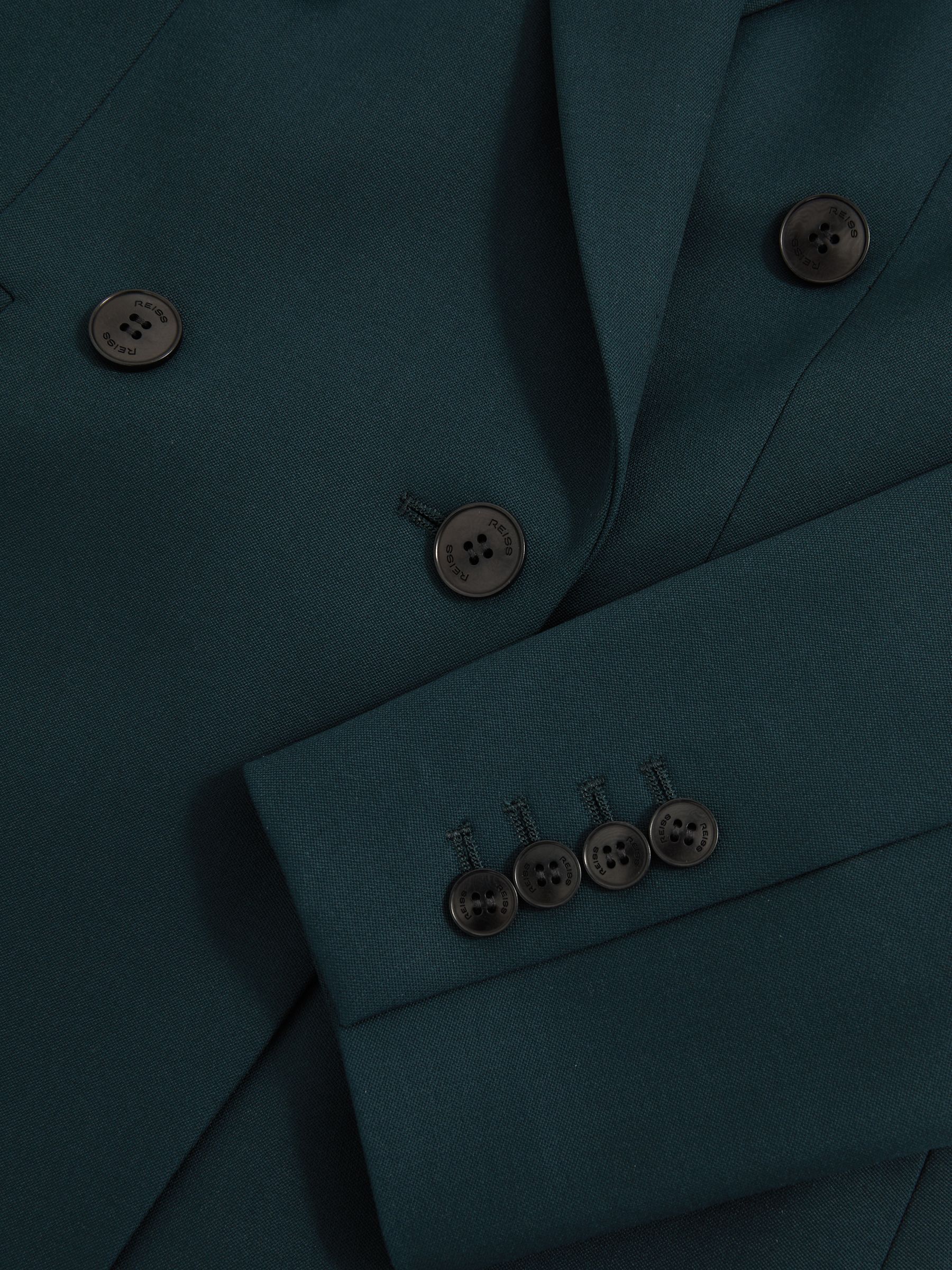 Wool-Blend Double-Breasted Suit Blazer in Green