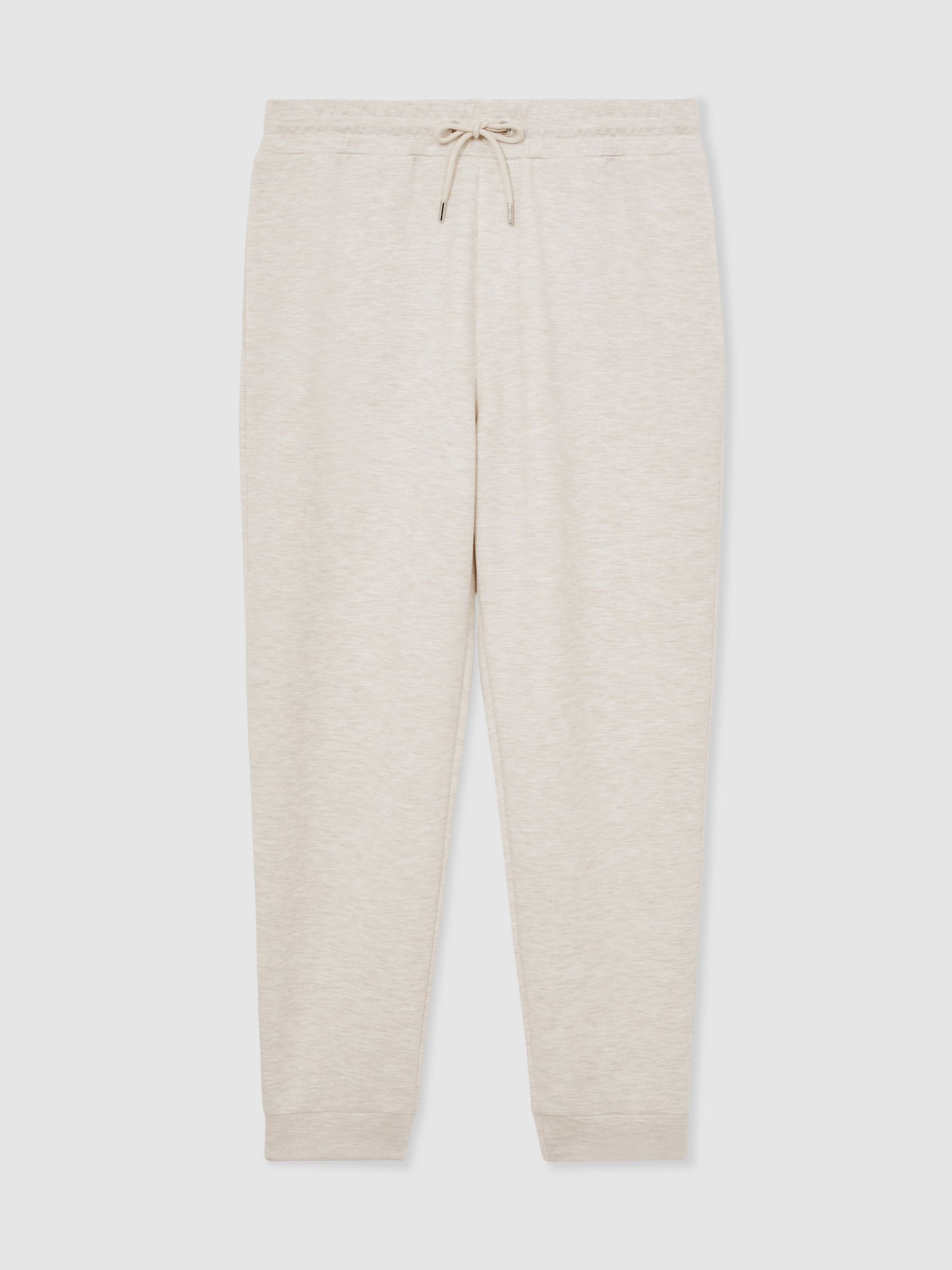 Jersey Drawstring Cuffed Joggers in Oatmeal