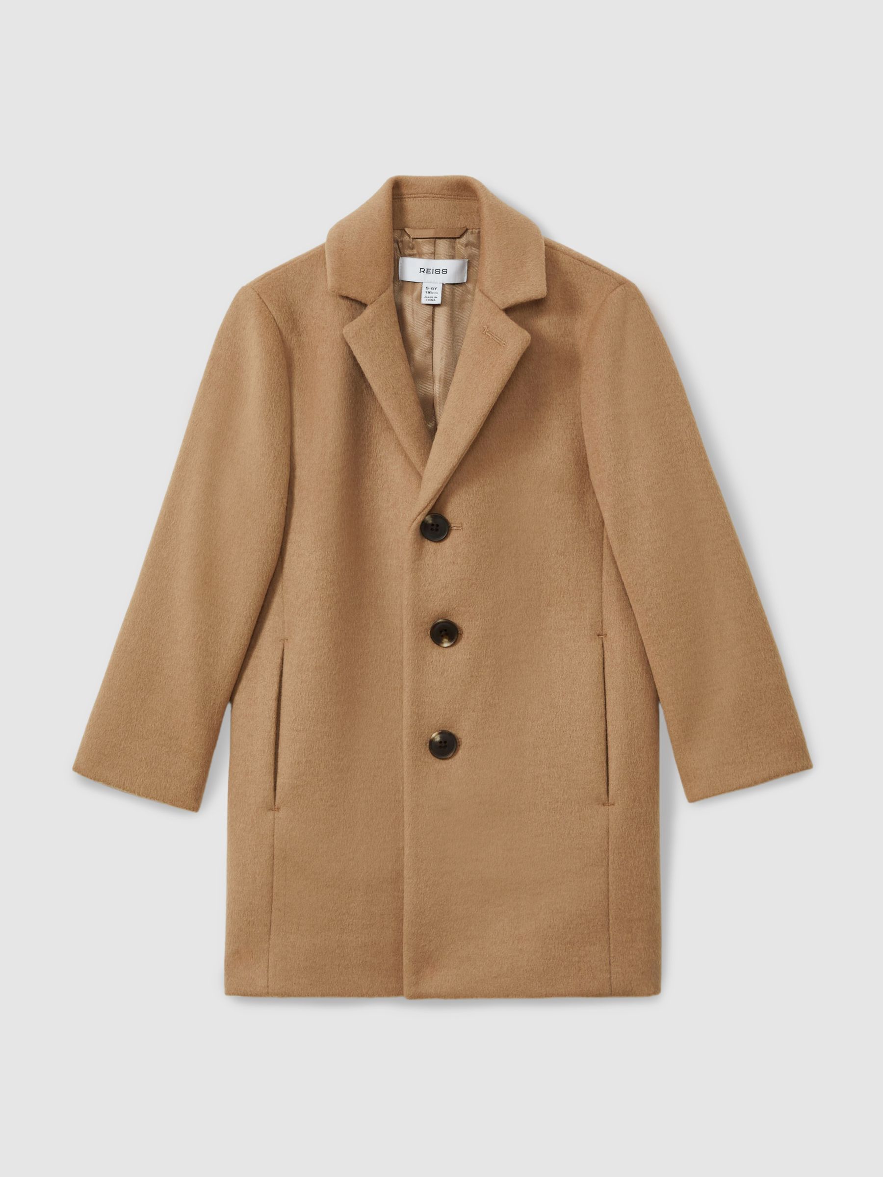 9-13 yrs Single Breasted Overcoat in Camel