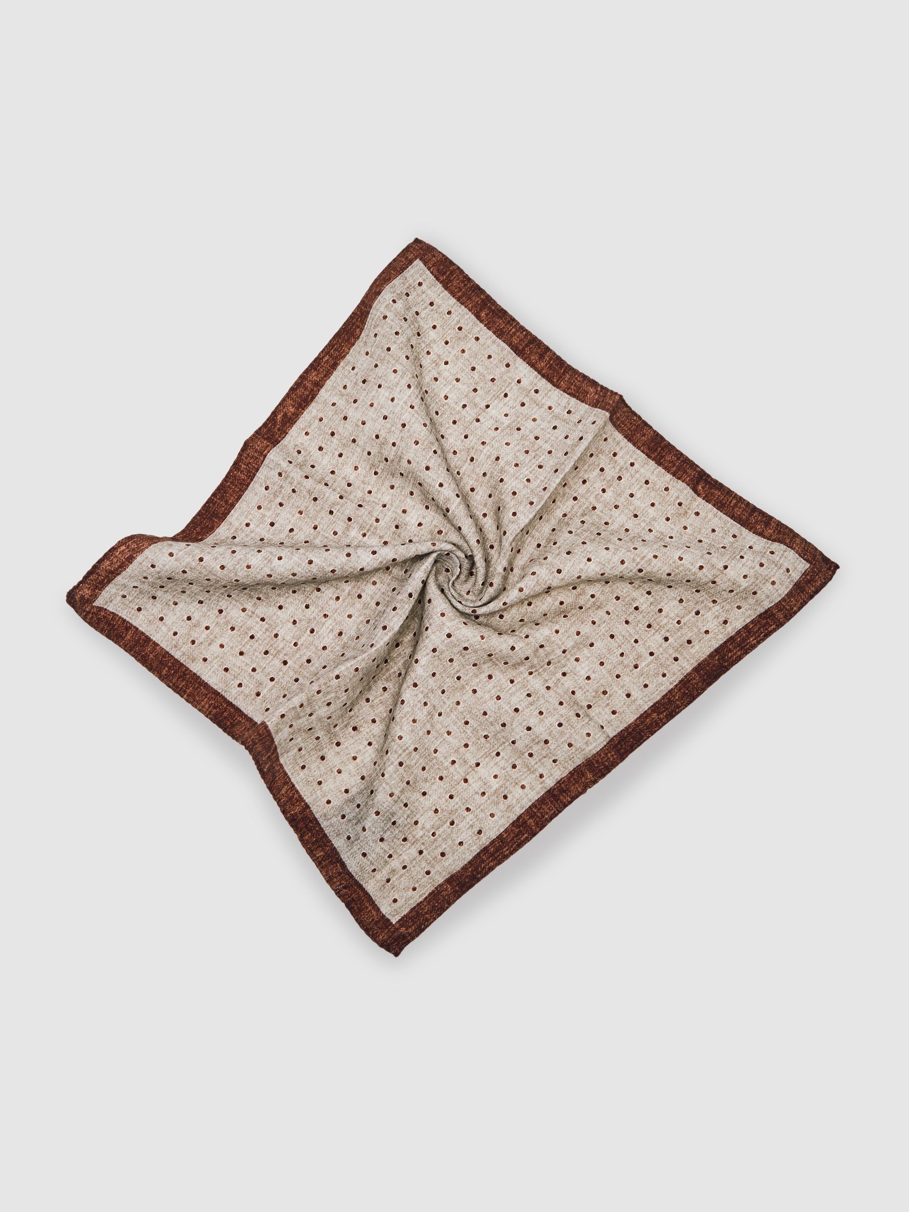 Wool-Cotton Polka-Dot Pocket Square in Grey Melange