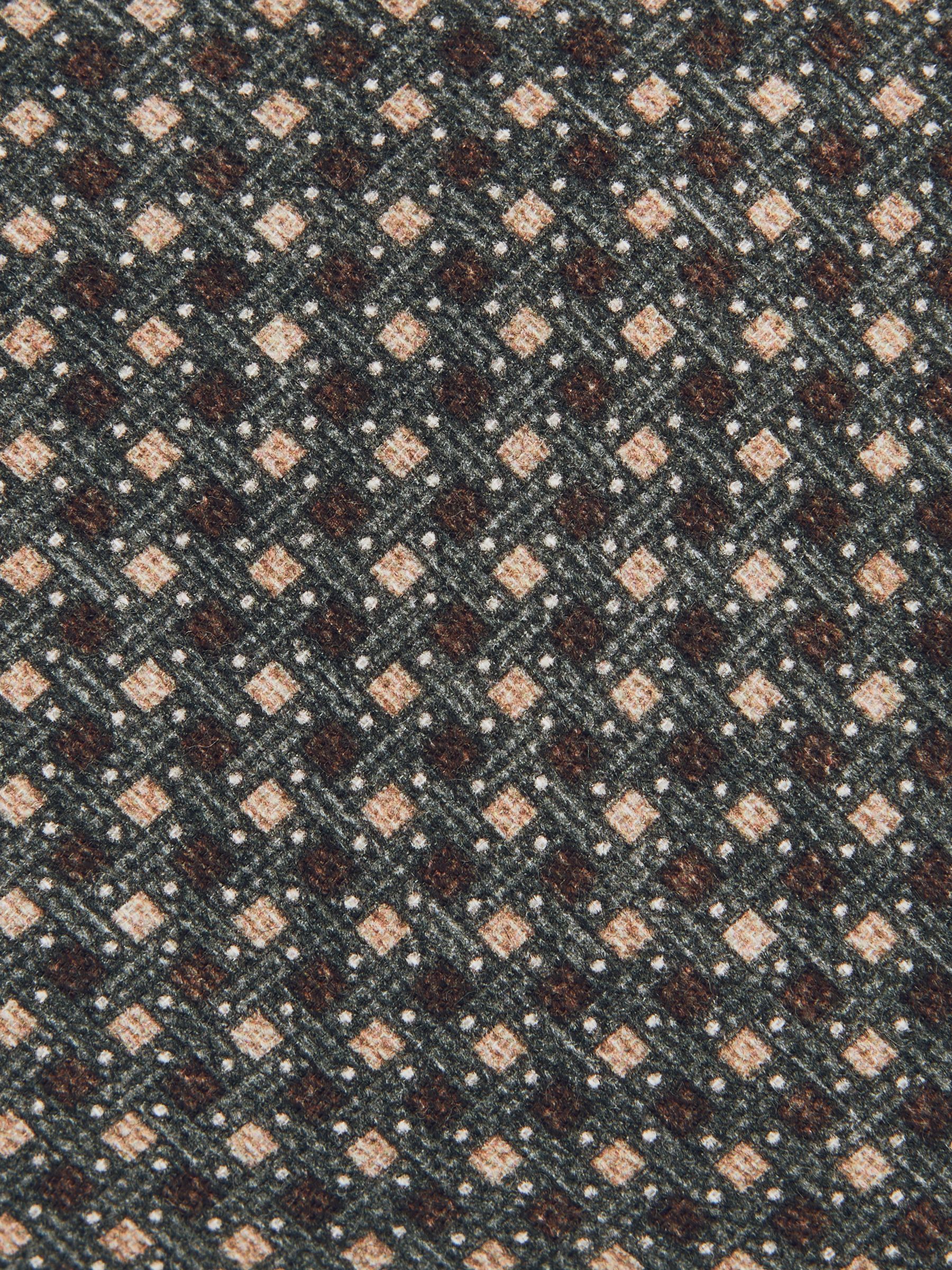 Micro-Square Print Tie With Wool in Dark Sage Multi