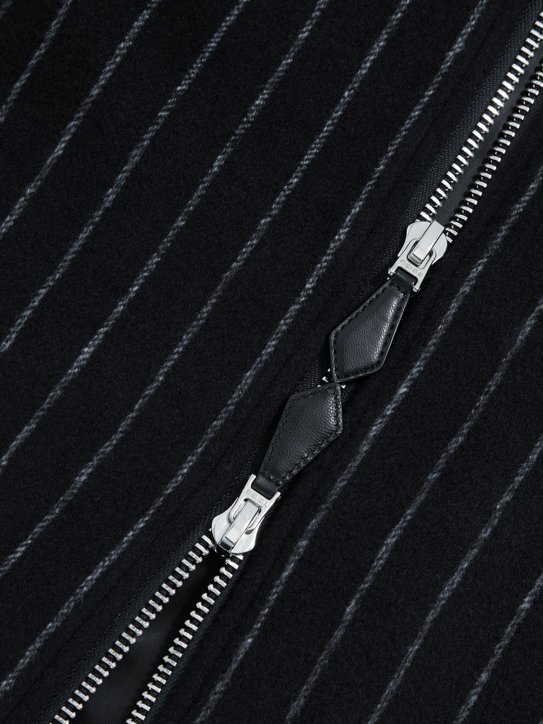 Wool-Blend Chalk-Stripe Bomber Jacket in Navy