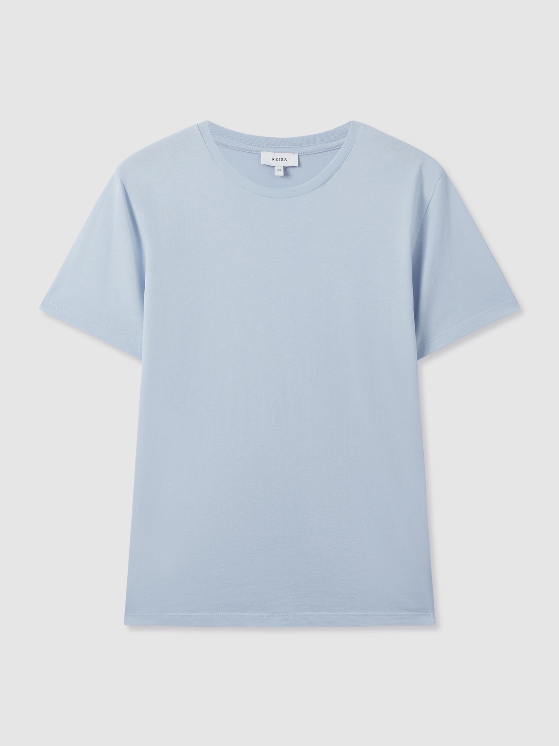 Cotton Crew Neck T-Shirt in Soft Blue