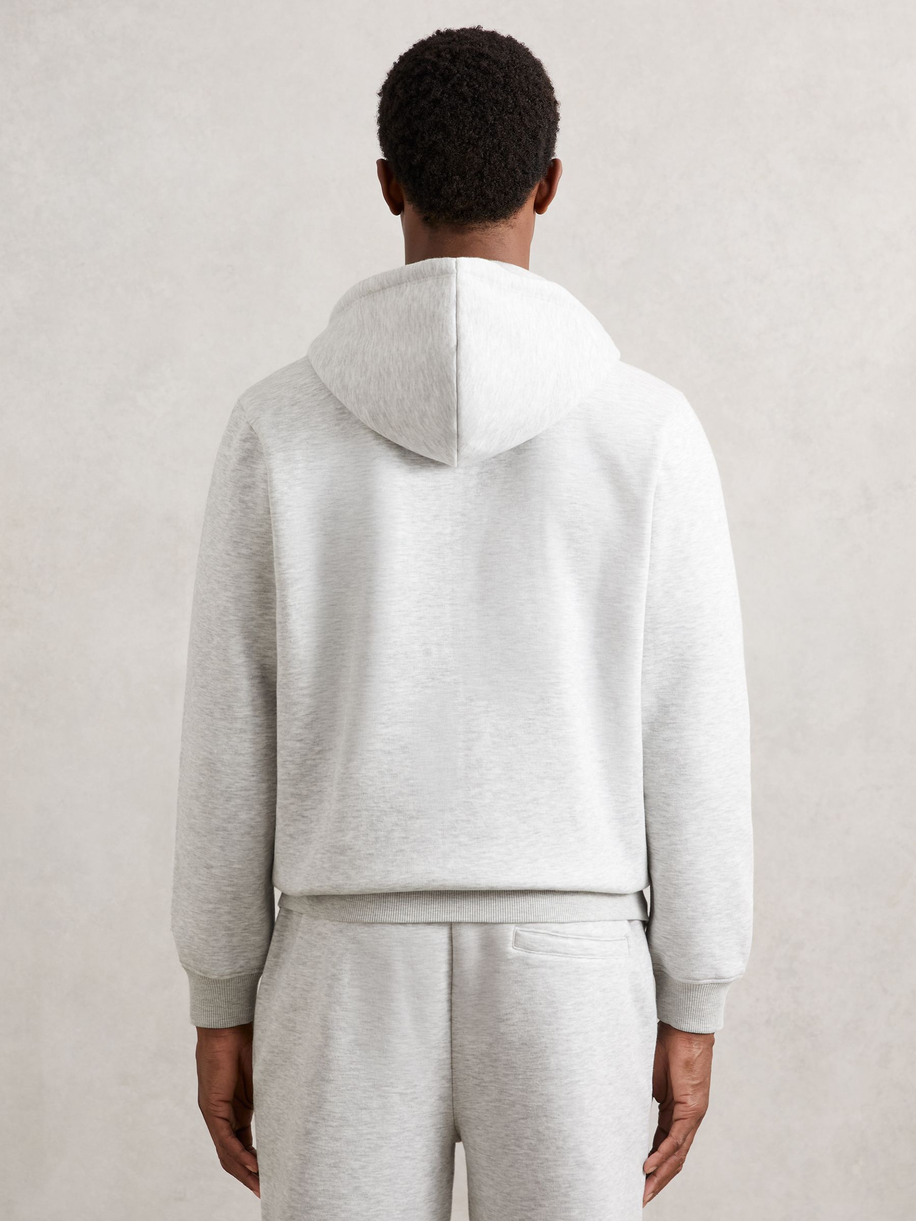 Cotton-Blend Zip-Through Hoodie in Grey