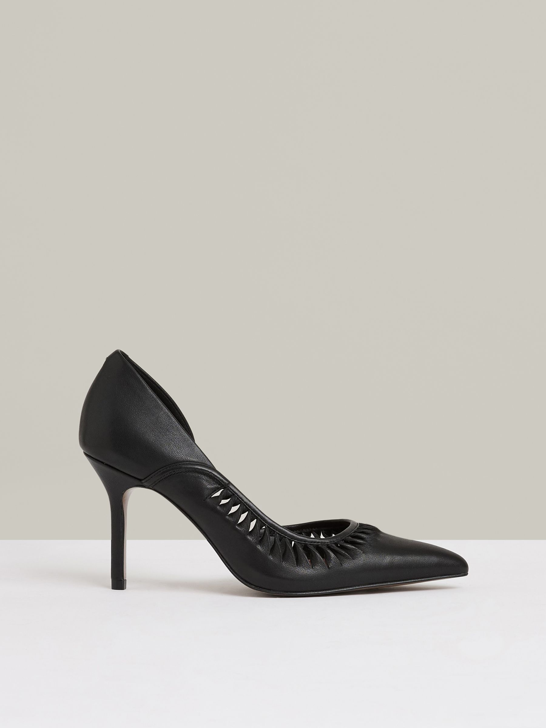 Leather Twist Detail Court Shoes in Black